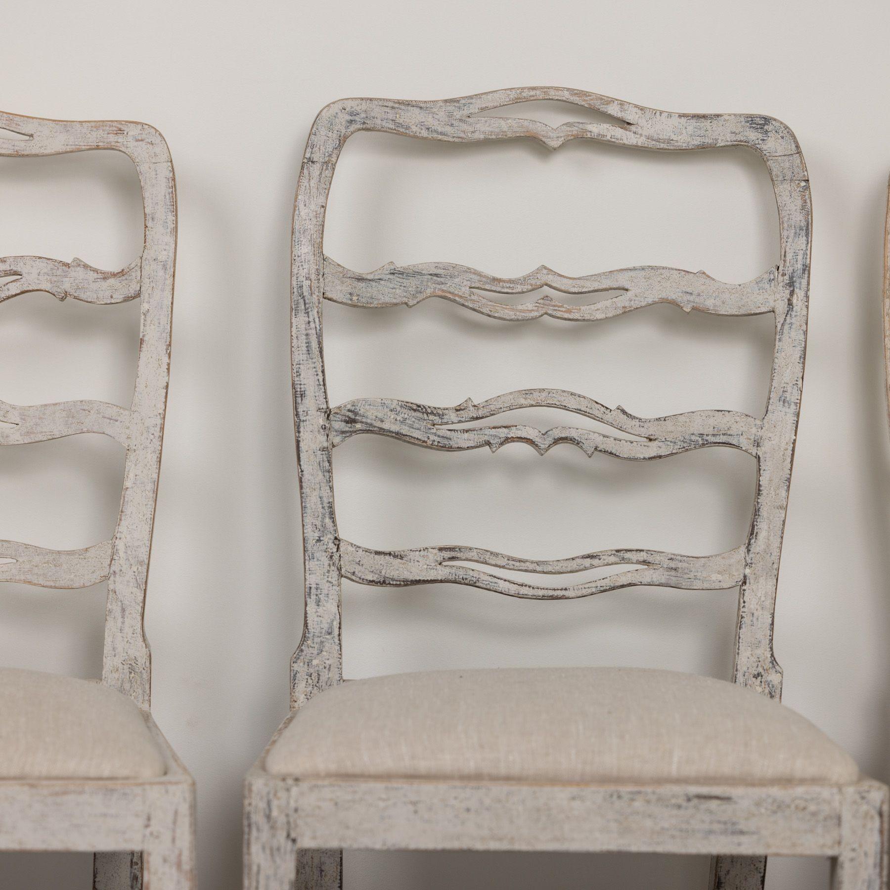 Set of Six Gustavian Period Painted Dining Chairs, 19th c. Swedish For Sale 9
