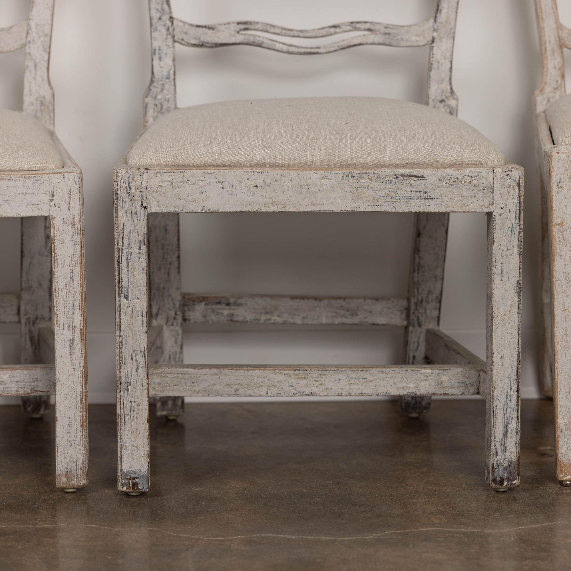 Set of Six Gustavian Period Painted Dining Chairs, 19th c. Swedish For Sale 11