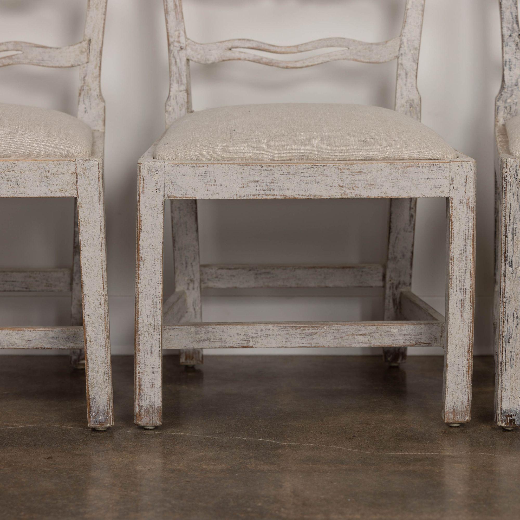 Set of Six Gustavian Period Painted Dining Chairs, 19th c. Swedish For Sale 13