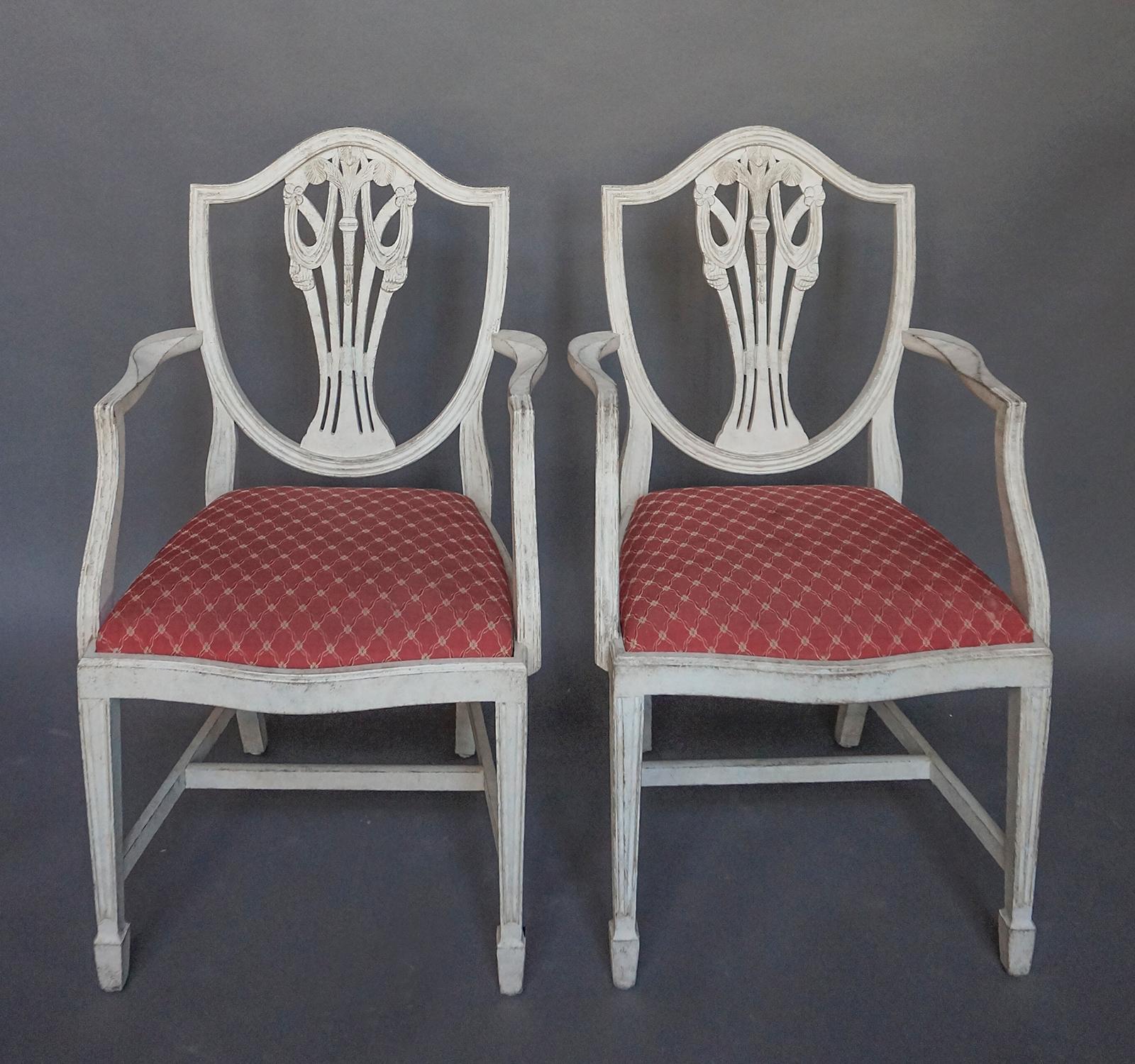 Swedish Set of Six Gustavian Style Armchairs