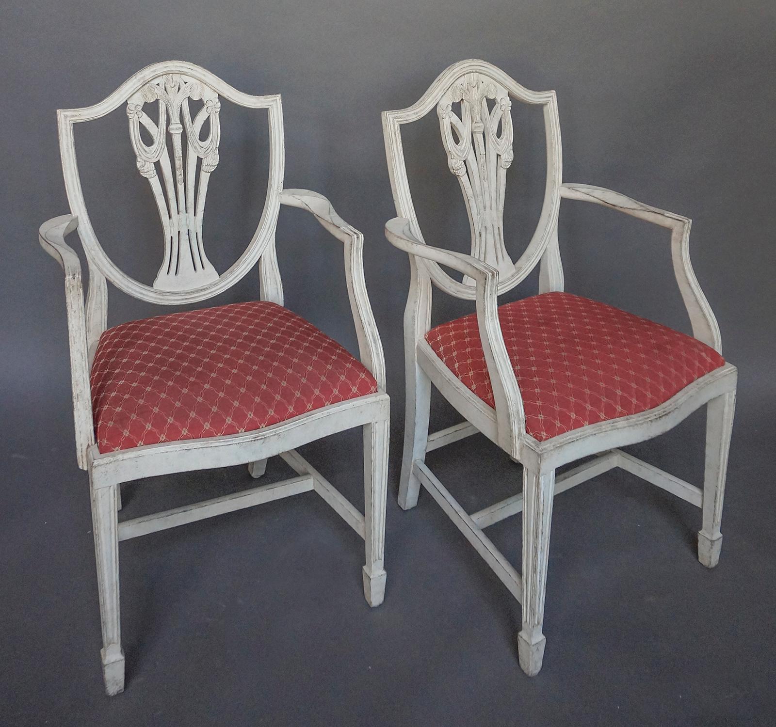 Carved Set of Six Gustavian Style Armchairs