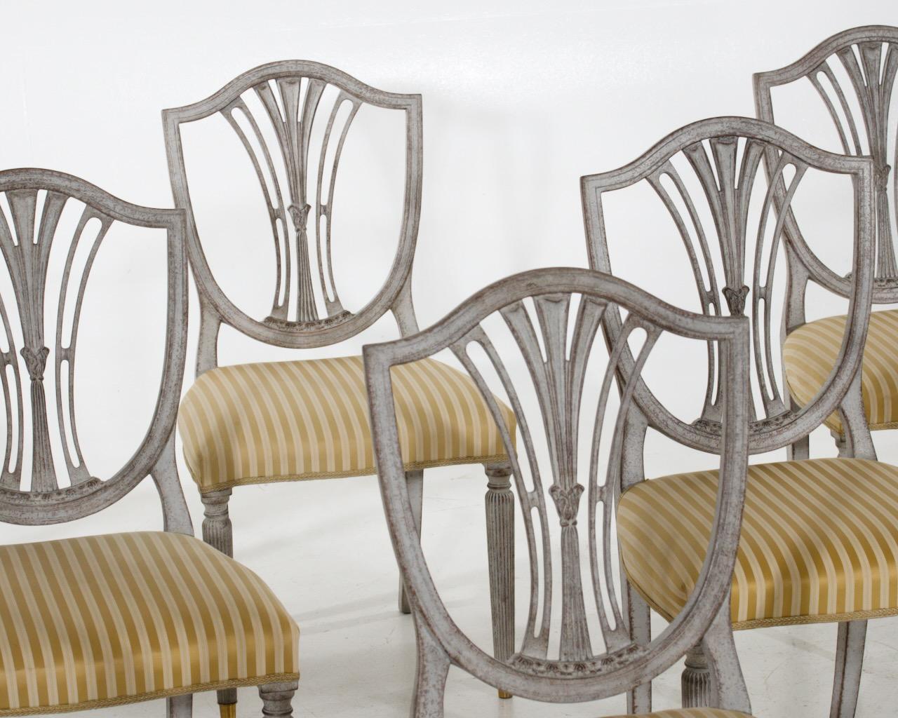 Set of Six Gustavian Style Chairs, Early 20th C For Sale 1