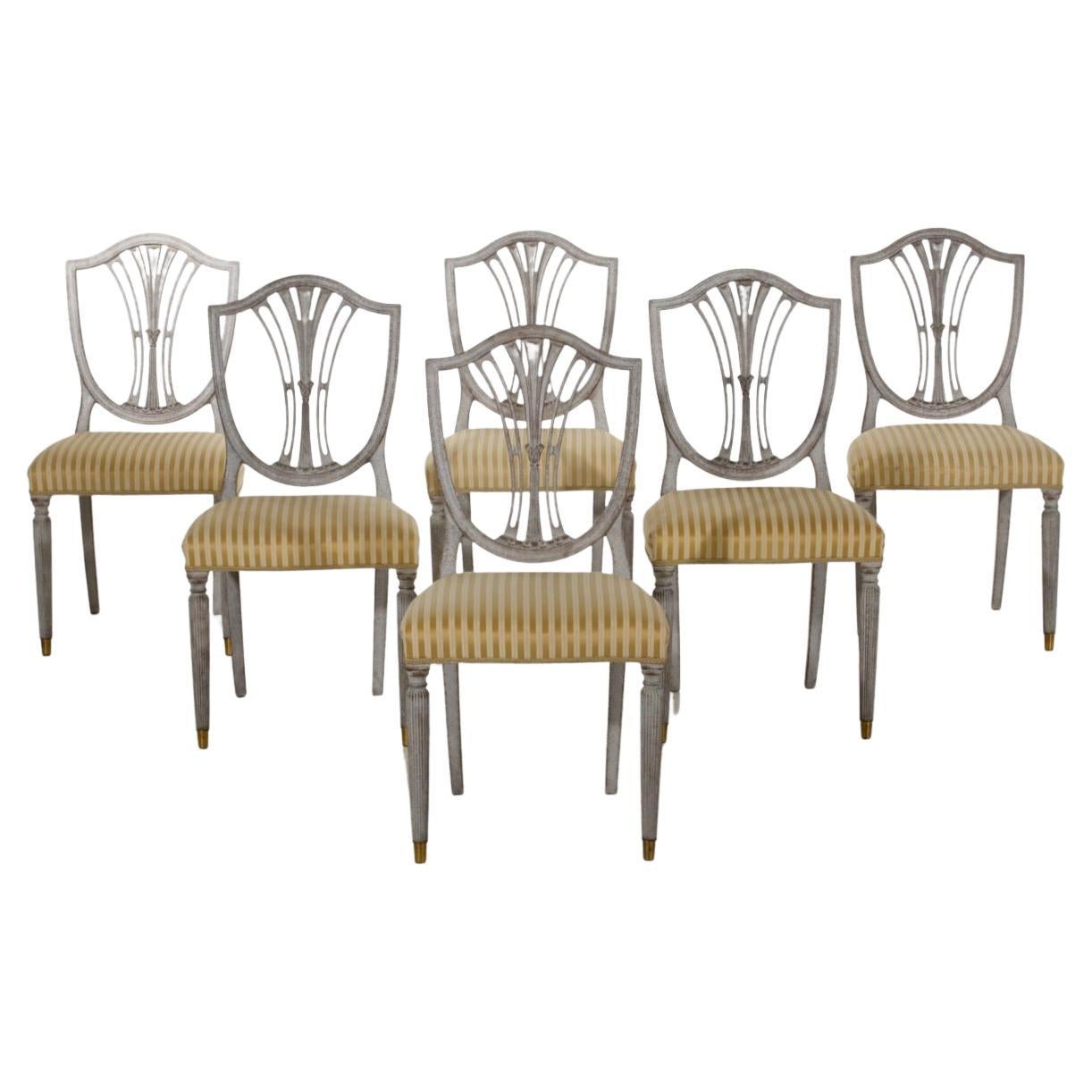 Set of Six Gustavian Style Chairs, Early 20th C For Sale