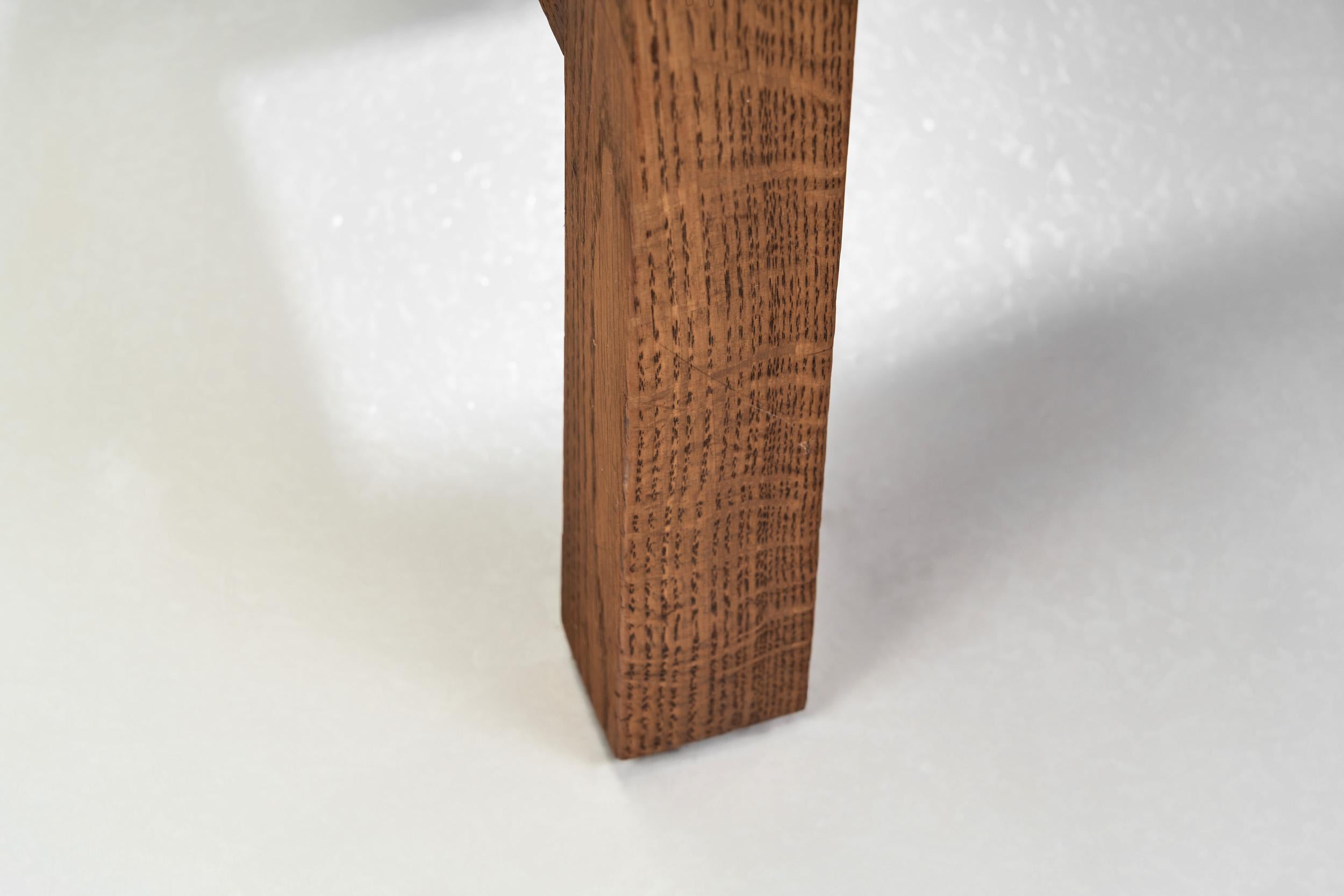 Set of Six Haagse School Oak Dining Chairs with Velour Seats, Netherlands 1930s For Sale 10