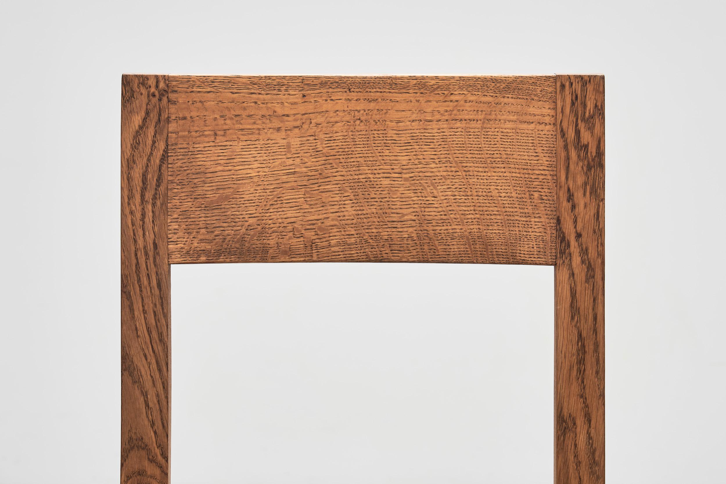 Set of Six Haagse School Oak Dining Chairs with Velour Seats, Netherlands 1930s For Sale 1