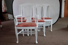 Set of Six Hale Dining Chairs 1900s Painted High Gloss White