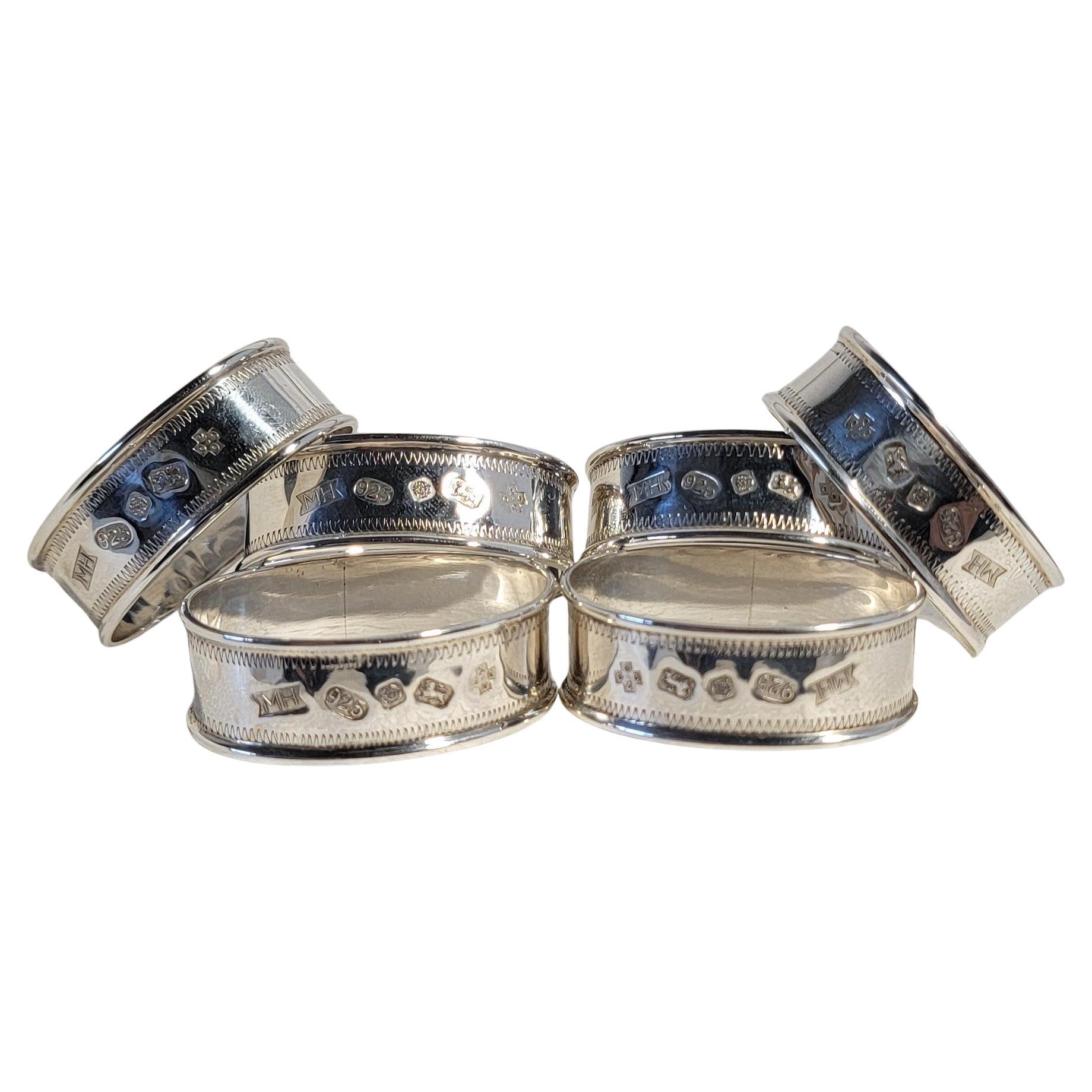 Set of Six Hall Marked Sterling Silver Napkin Holders