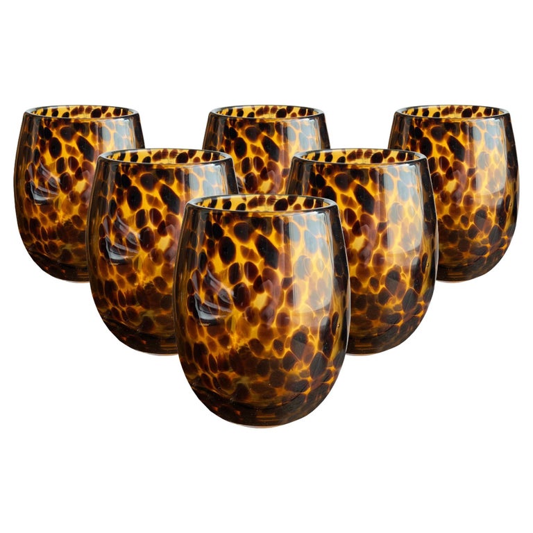 Set of Six Hand Blown Tortoise Glass Tumblers For Sale at 1stDibs