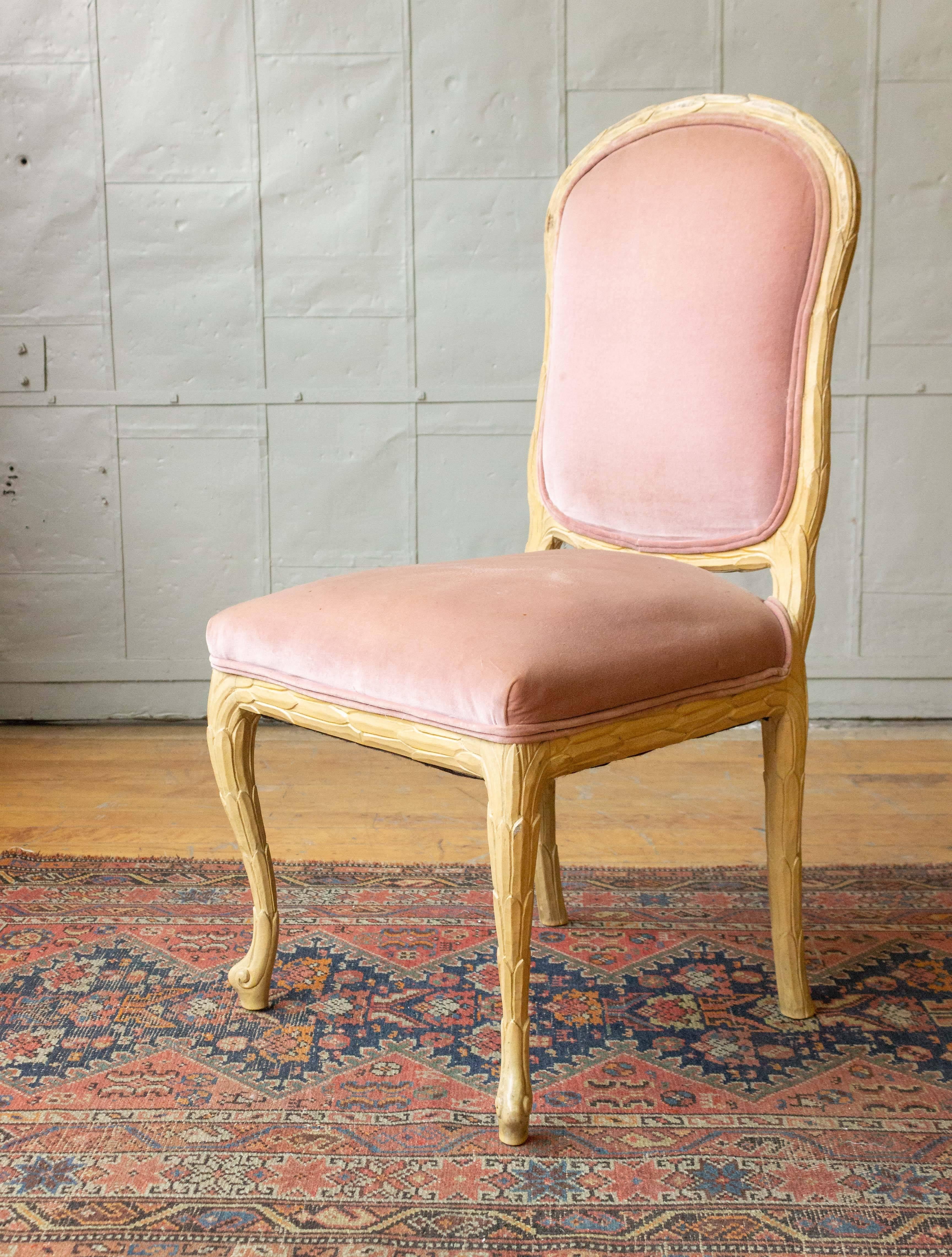 Beech Set of Six Hand-Carved American 1960s Dining Chairs