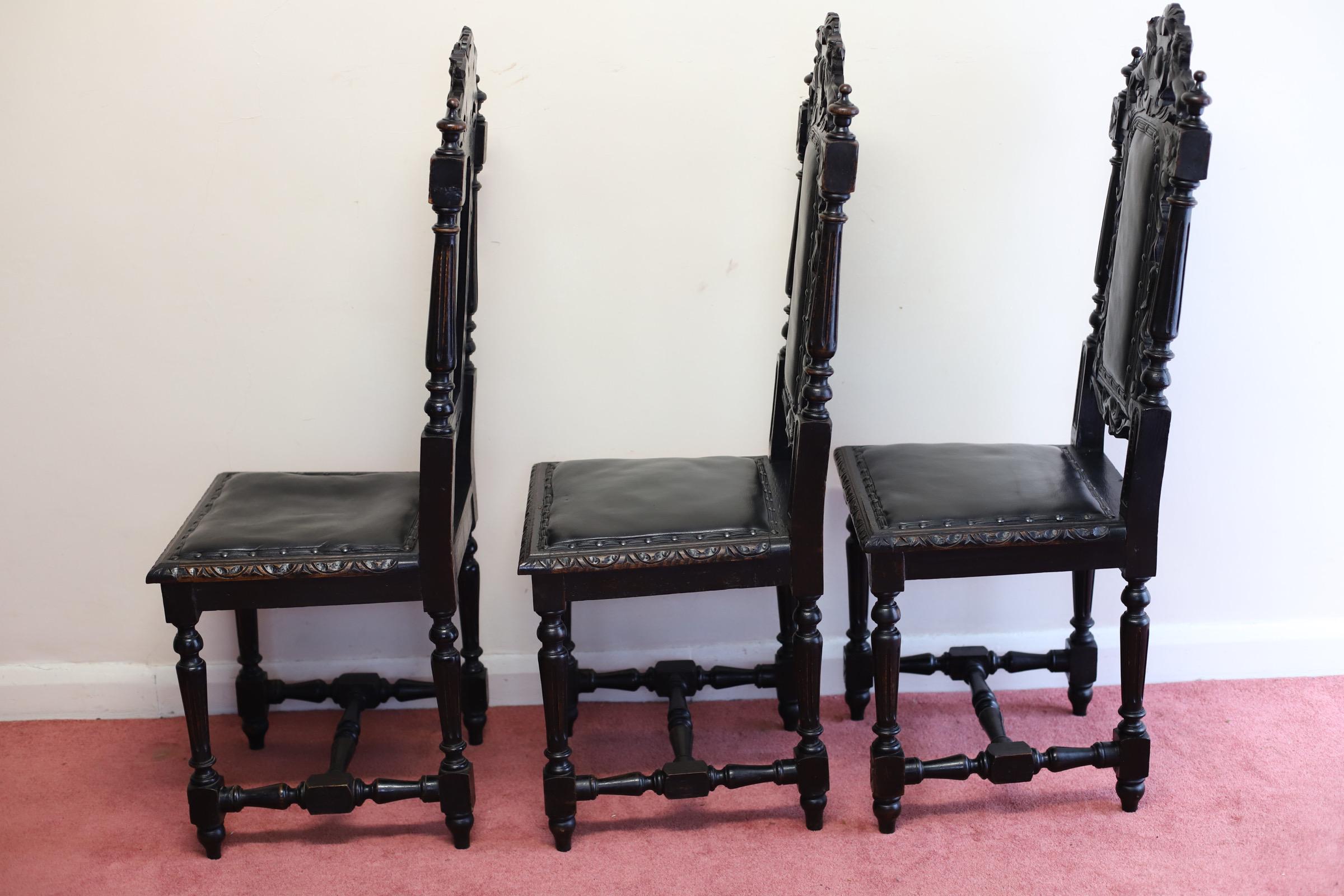 Set of six   Hand- Carved Lion Terminal Victorian Dining Chairs. For Sale 6