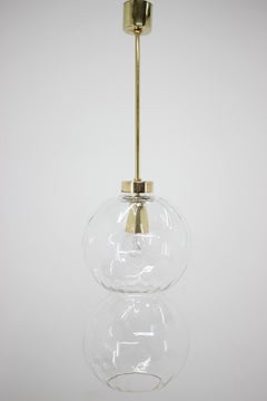 Set of Six Handmade Design Glass Pendants, Czechoslovakia, 1970s