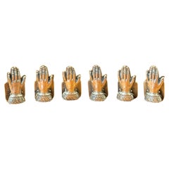 Retro Set of Six "Hand" Motif Silver Plate Place Card Holders by Spritzer & Fuhrmann
