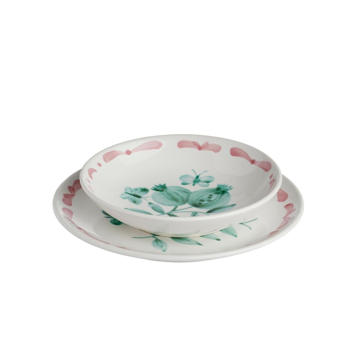 Austrian Country Style Set of Six Hand-Painted Ceramic Dishes Sofina Boutique Kitzbühel For Sale