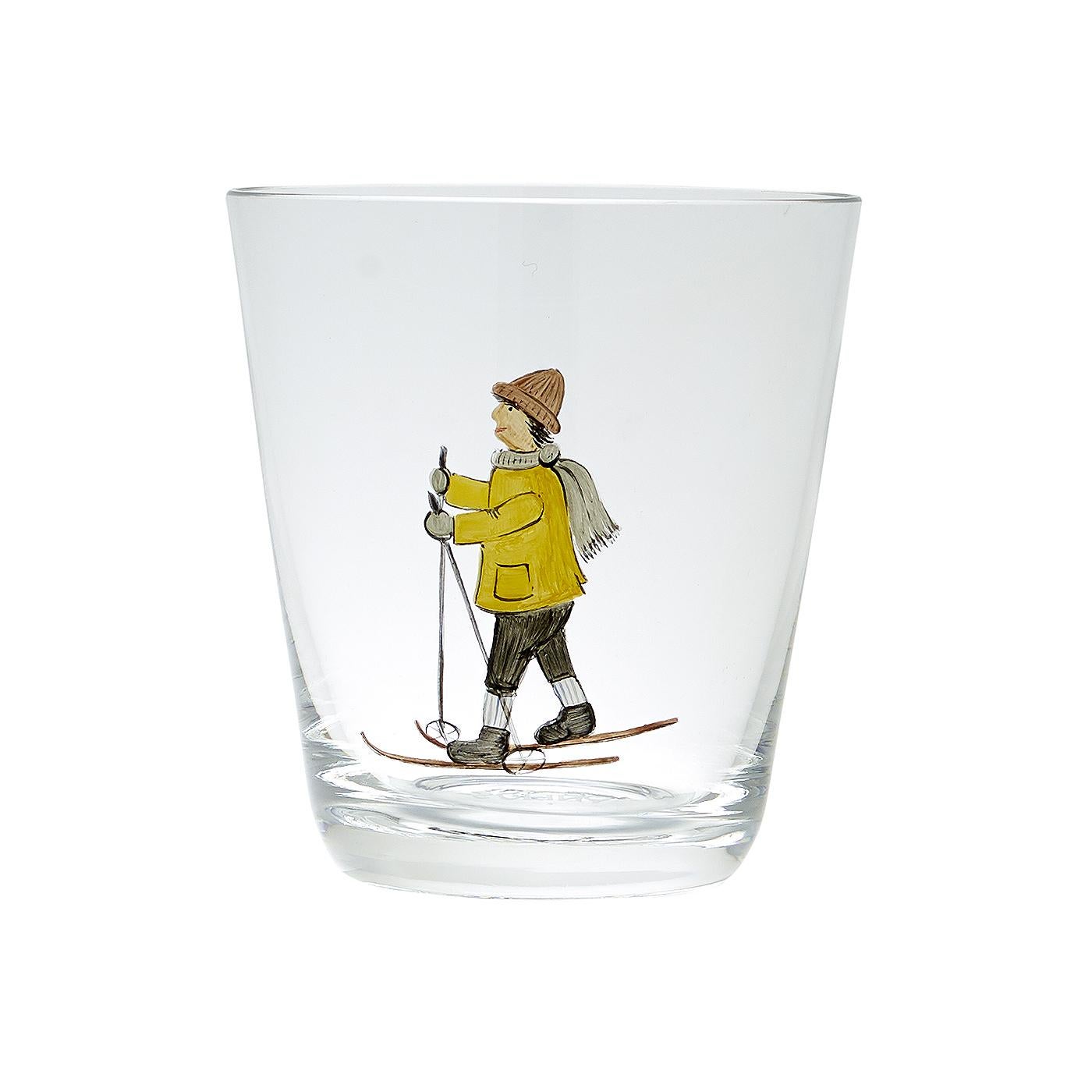 Juego de seis vasos de cristal pintados a mano de estilo rústico Sofina Boutique Kitzbühel Alemán en venta