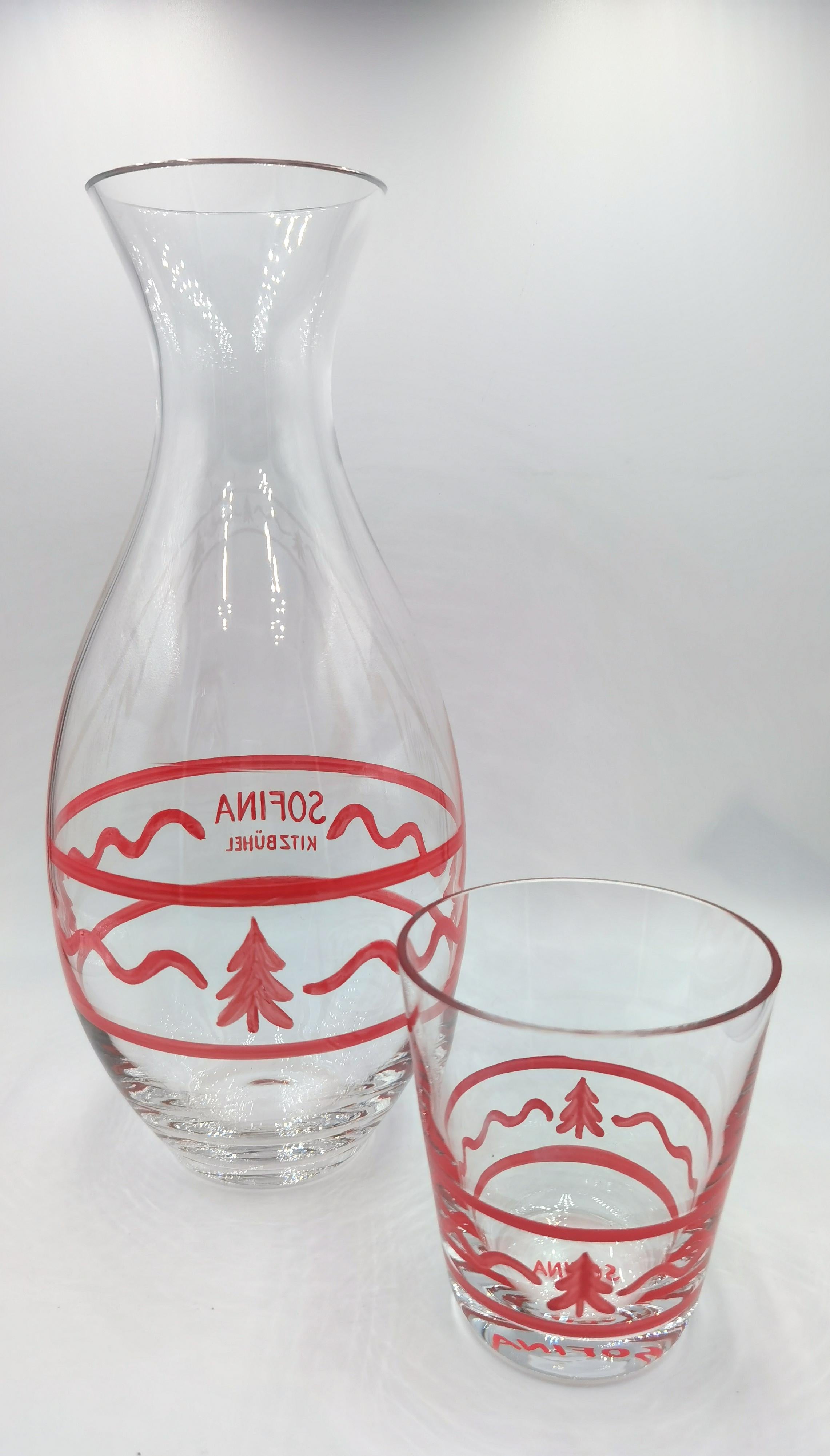Black Forest Set of Six Hand Painted Crystal Tumbler Sofina Boutique Kitzbühel In New Condition For Sale In Kitzbuhel, AT
