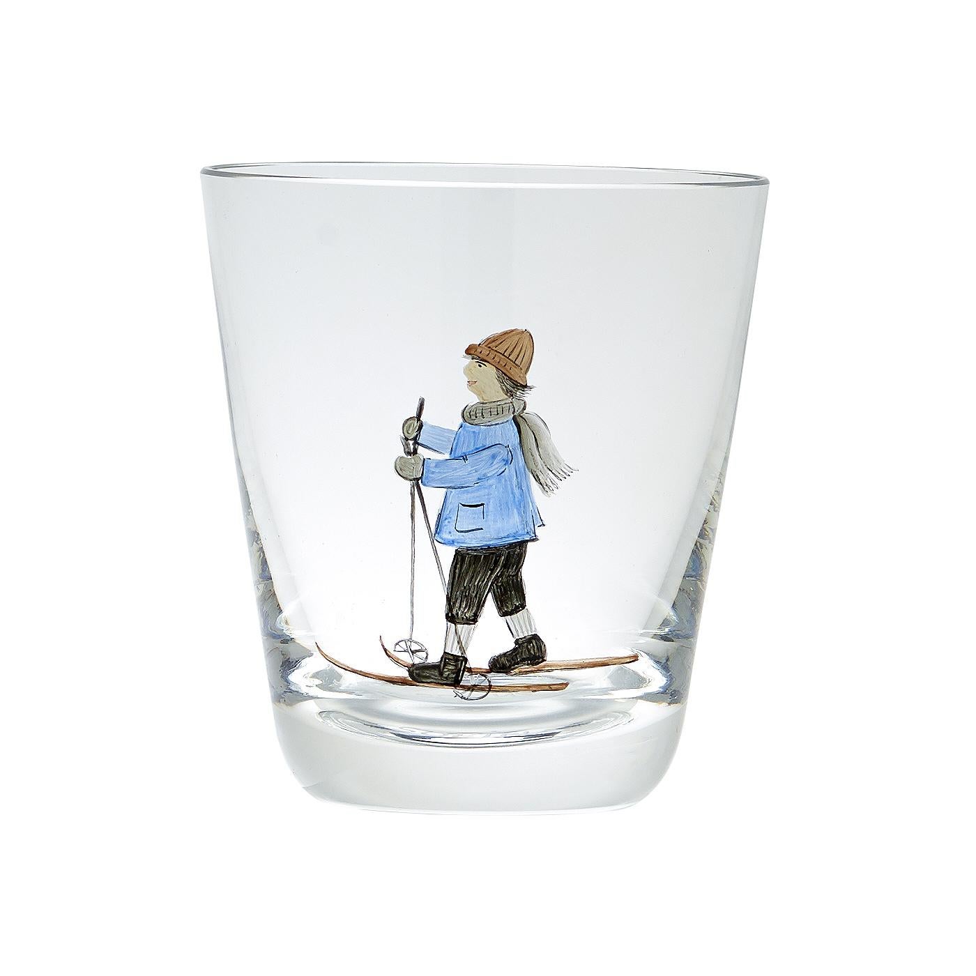 Juego de seis vasos de cristal pintados a mano de estilo rústico Sofina Boutique Kitzbühel Cristal en venta