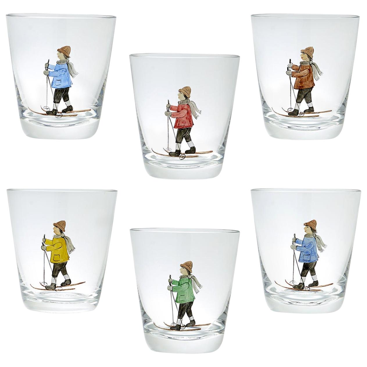 Country Style Set of Six Hand Painted Crystal Tumbler Sofina Boutique Kitzbühel