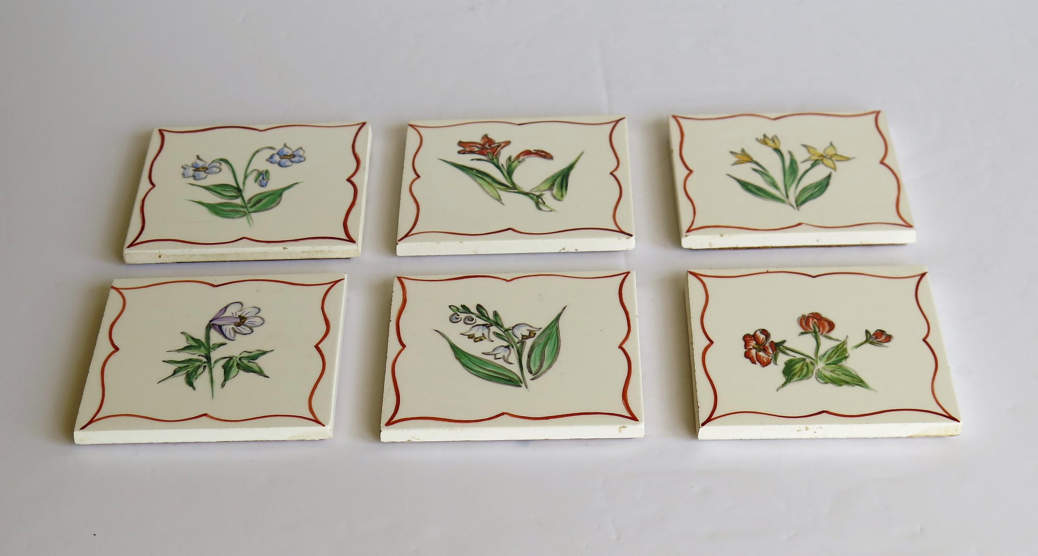 hand painted floral tiles
