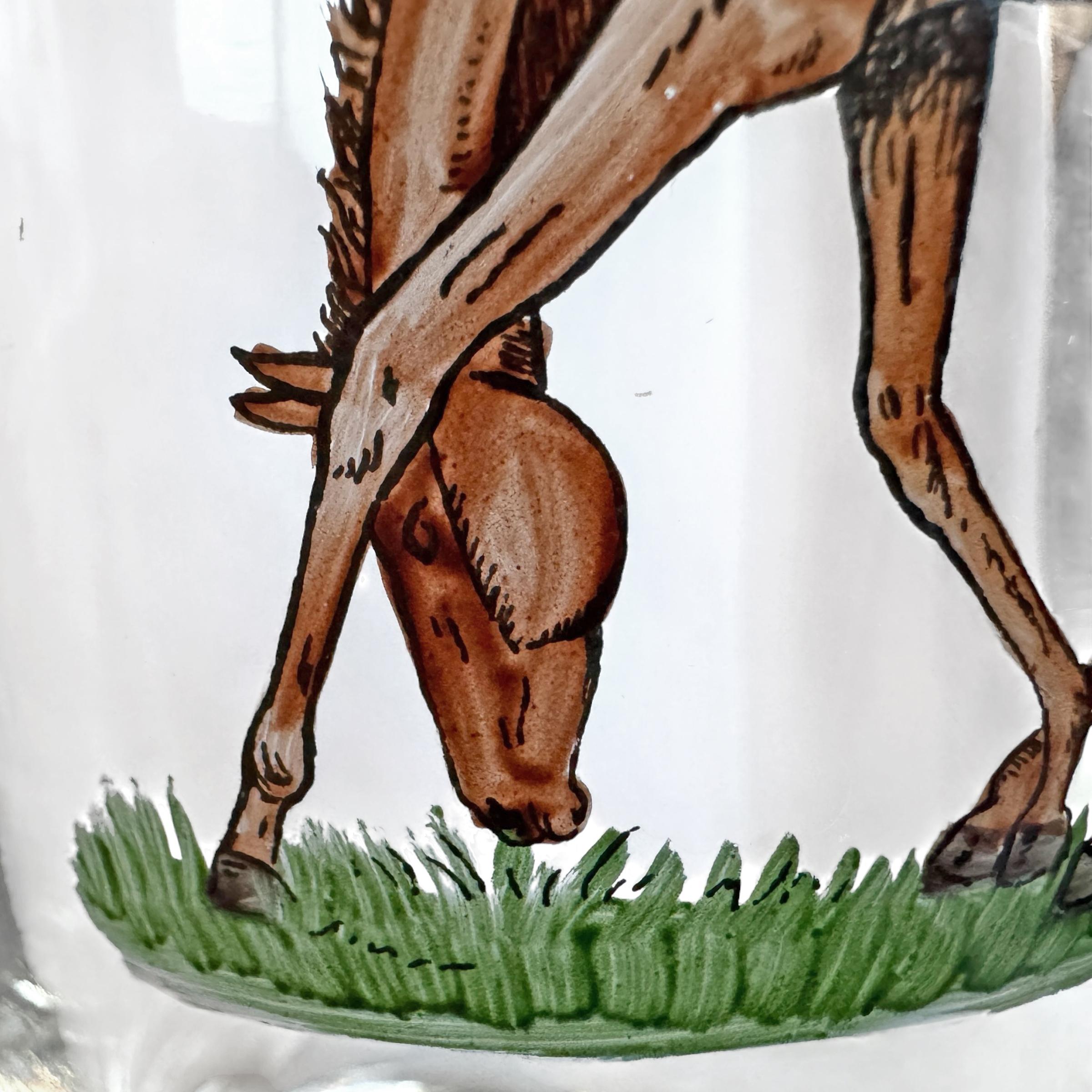 Set di sei bicchieri Highball per cavalli dipinti a mano in vendita 4