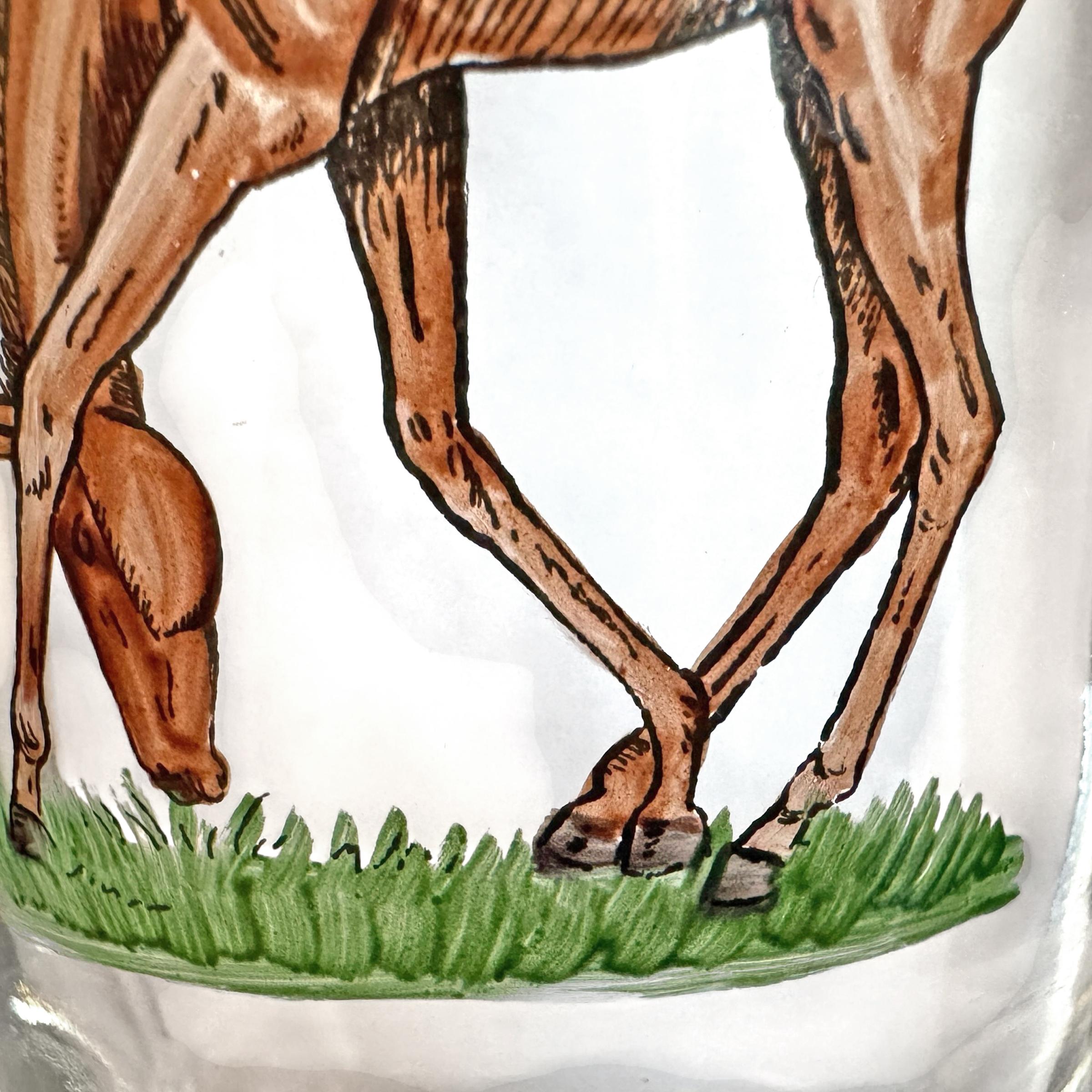 Set di sei bicchieri Highball per cavalli dipinti a mano in vendita 5
