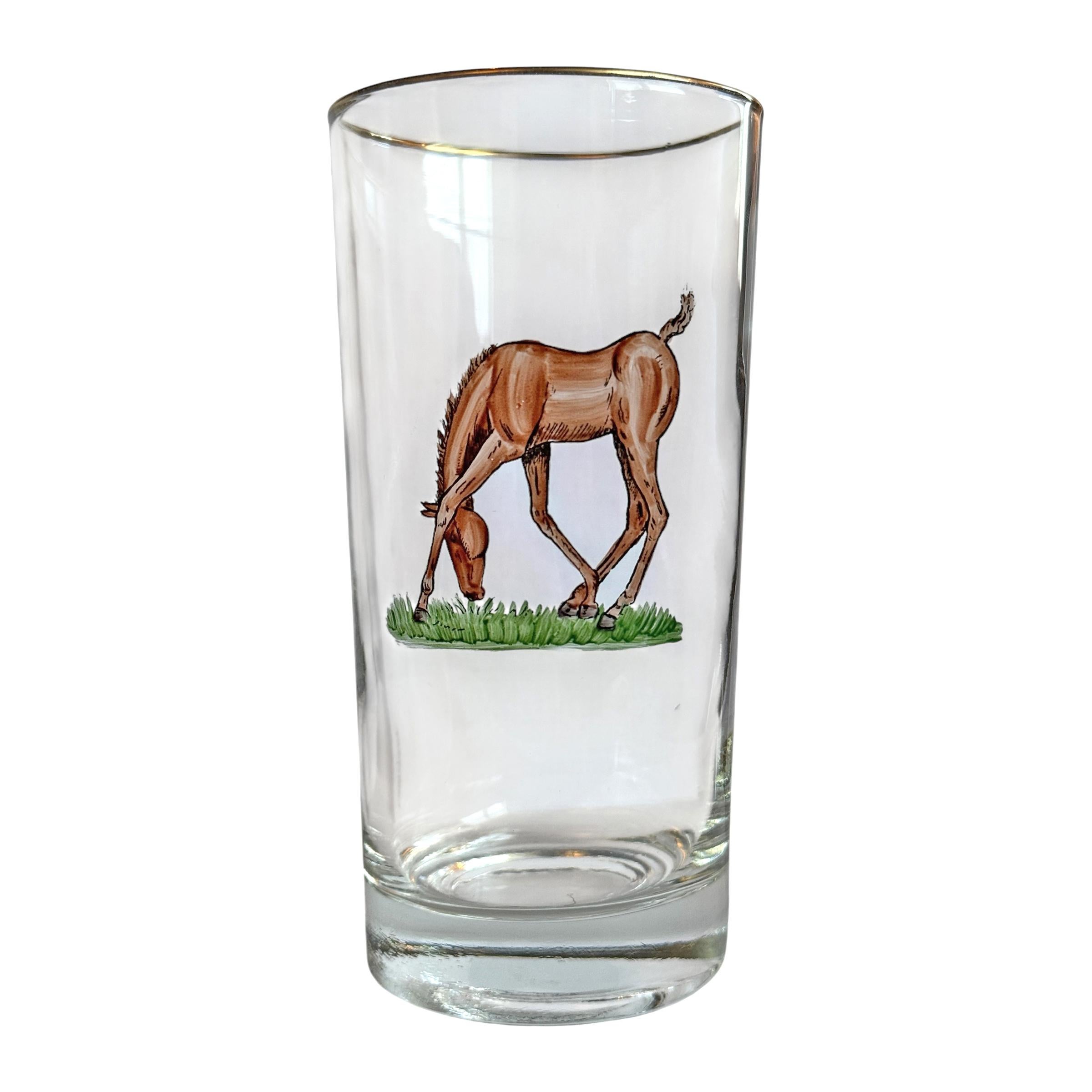Set di sei bicchieri Highball per cavalli dipinti a mano in vendita 1