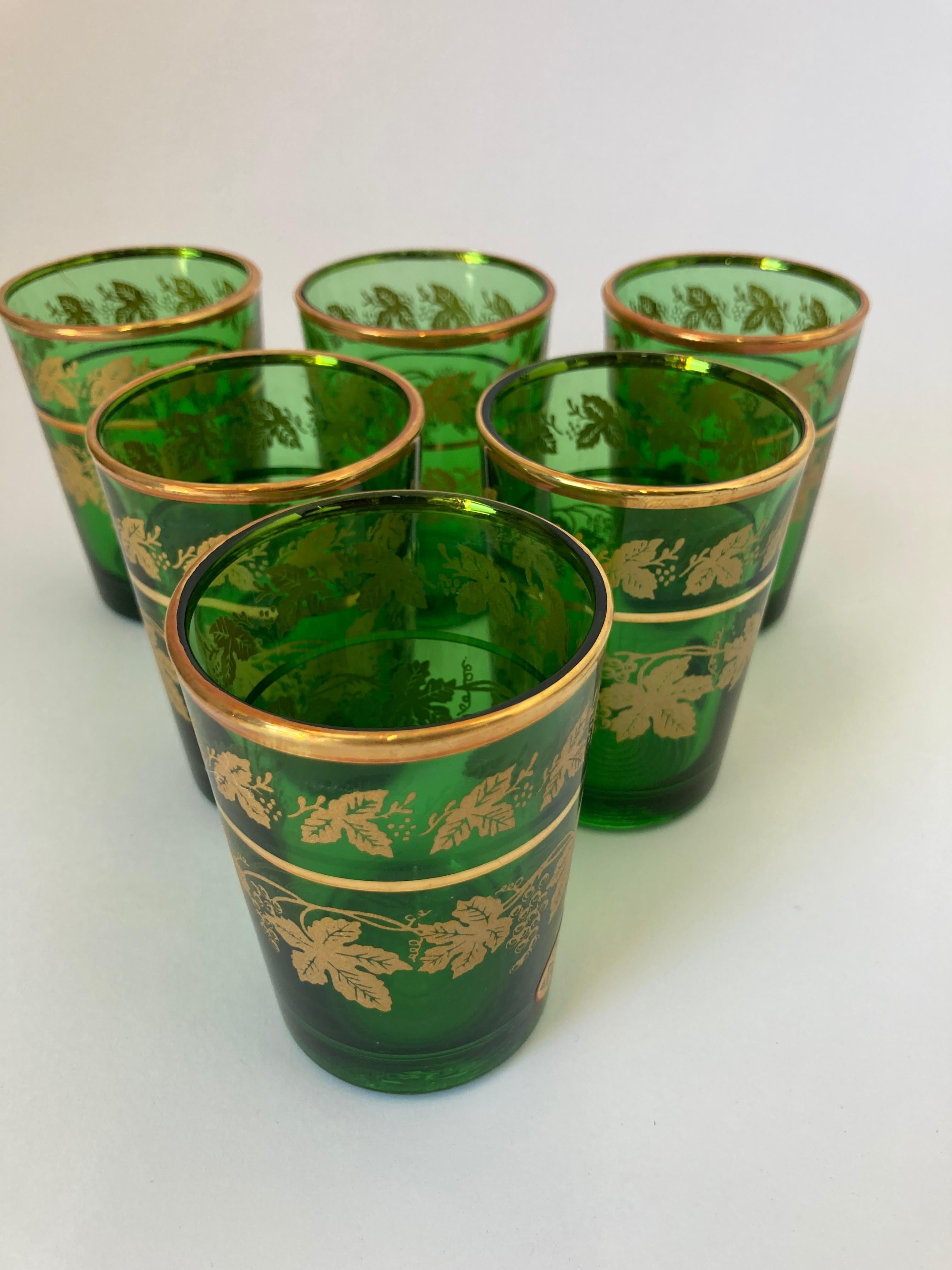 green glass with gold trim