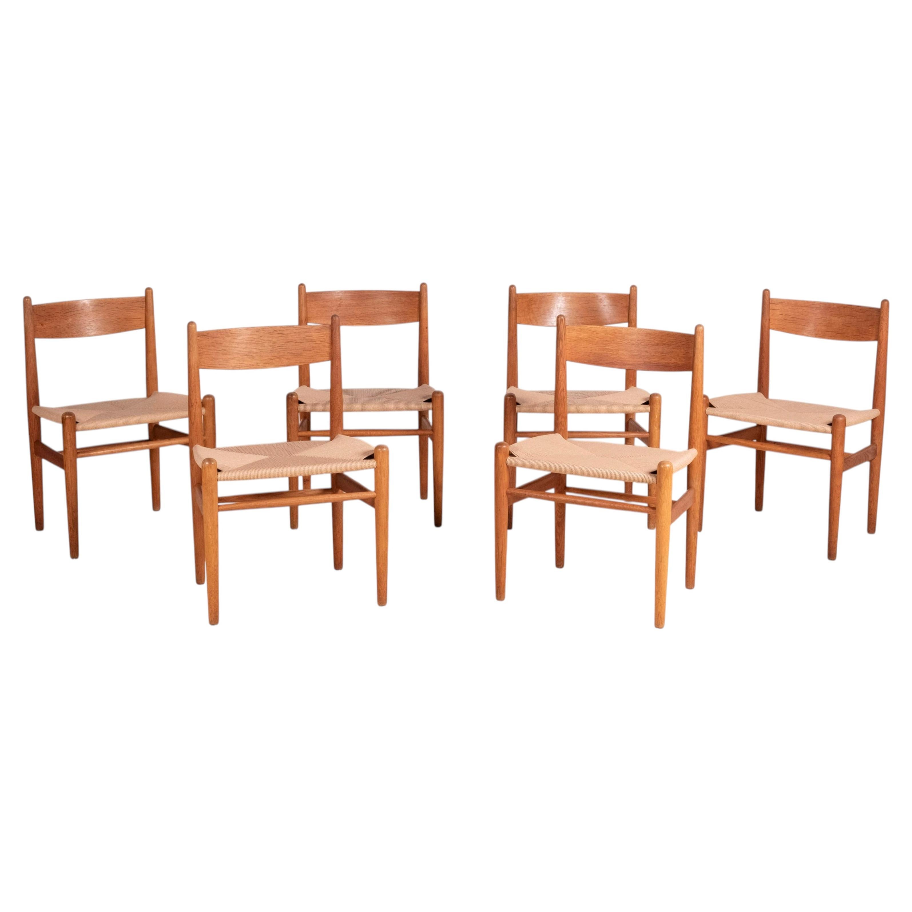 Set of Six Hans J. Wegner CH36 Dining Chairs in Oiled Oak, 1974 Denmark