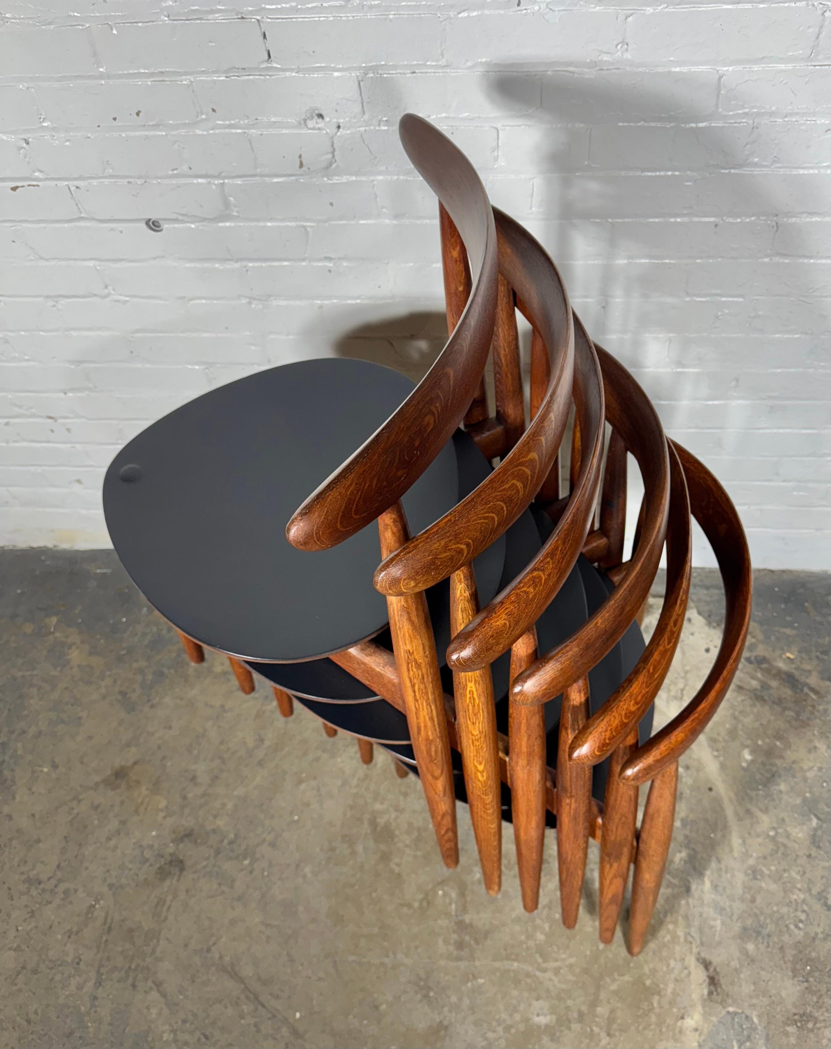 Danese Set di sei sedie a cuore Hans J. Wegner FH 4103 Oak Danimarca, anni '50 in vendita
