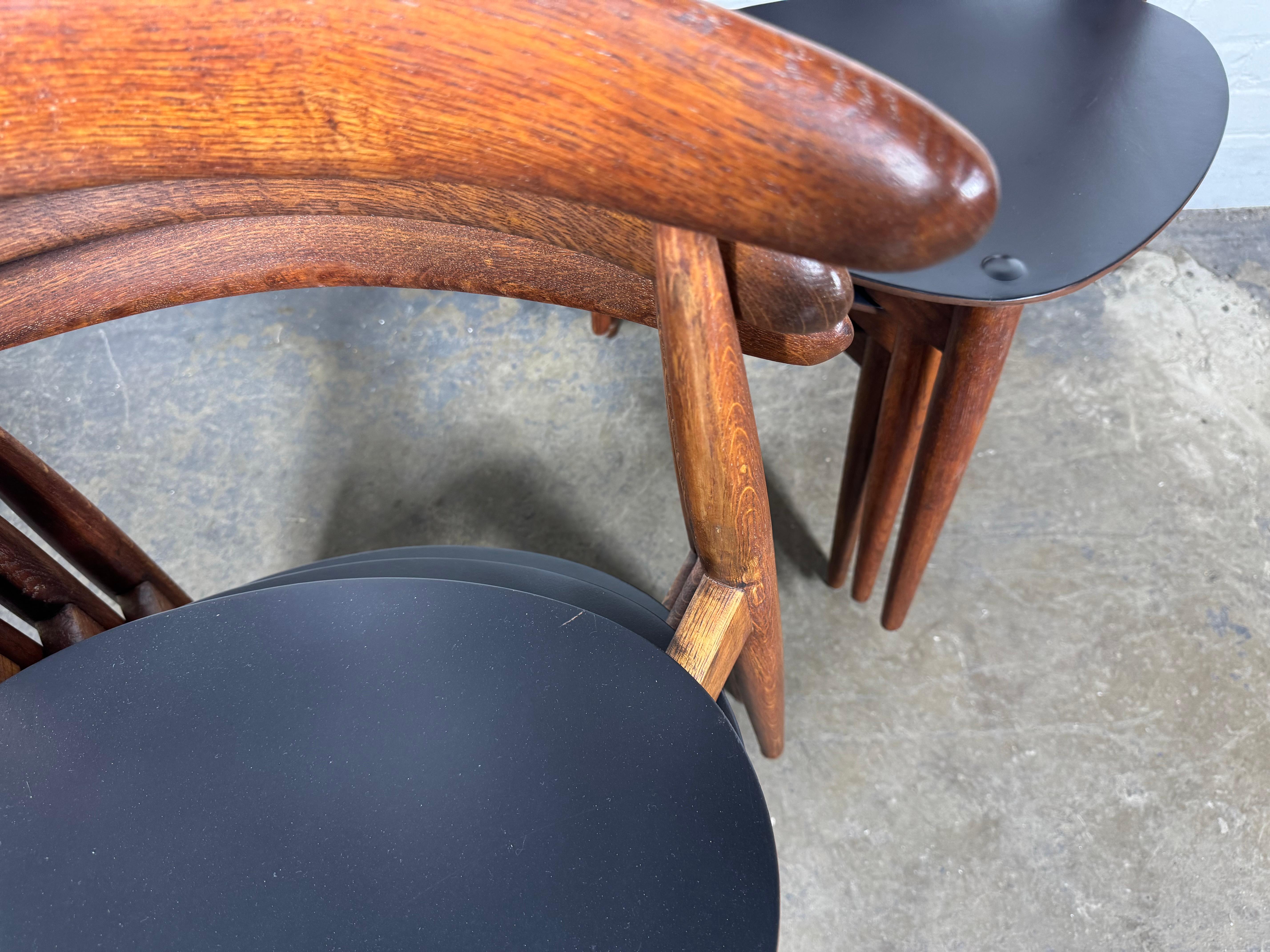Set di sei sedie a cuore Hans J. Wegner FH 4103 Oak Danimarca, anni '50 In condizioni buone in vendita a Buffalo, NY