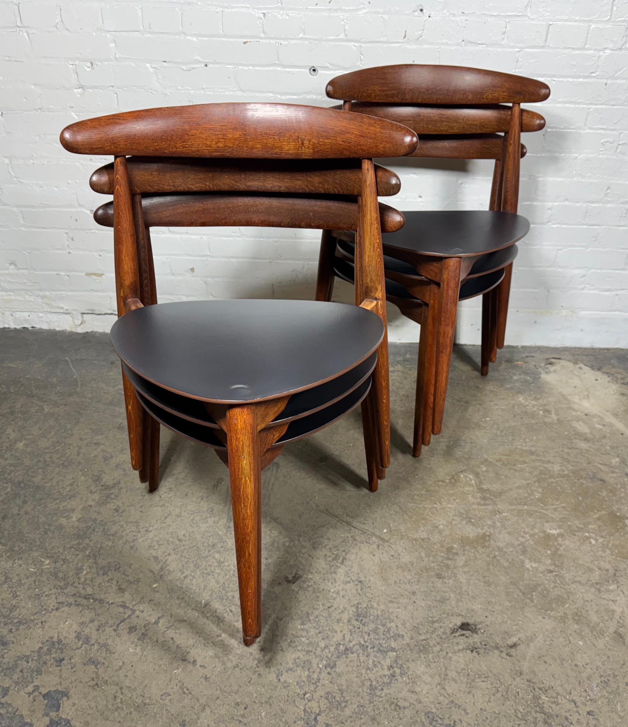Metà XX secolo Set di sei sedie a cuore Hans J. Wegner FH 4103 Oak Danimarca, anni '50 in vendita