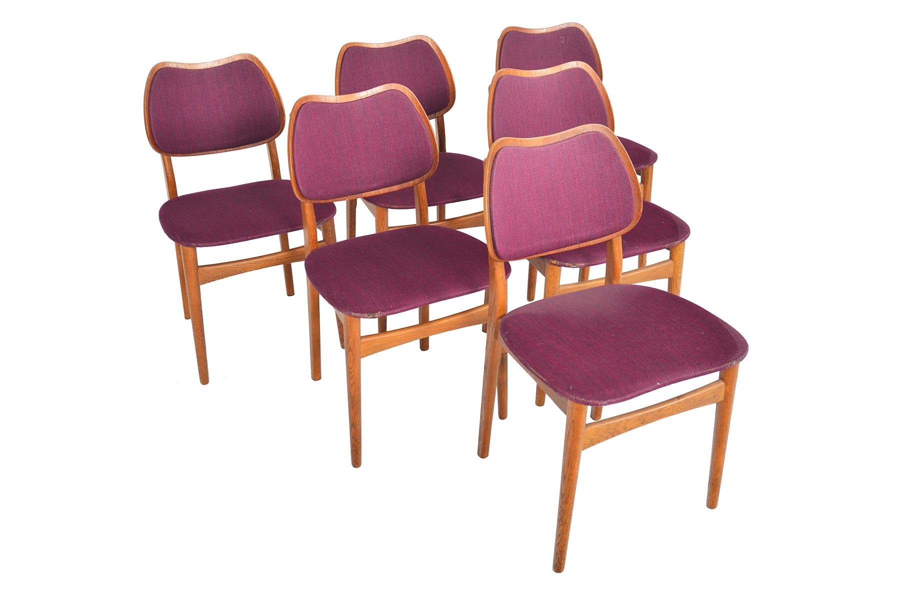 Mid-Century Modern Set of Six Hans Olsen Model 107 Danish Modern Teak and Oak Dining Chairs