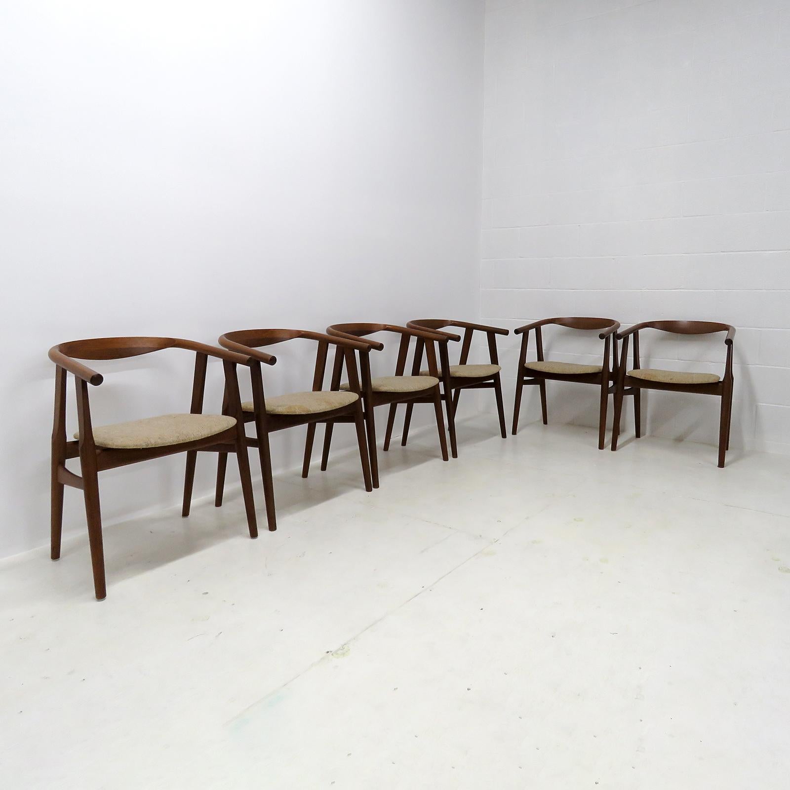 Ensemble de six chaises de salle à manger Hans Wegner GE-525, 1960 en vente 1