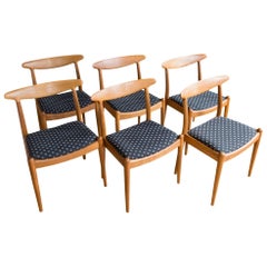Set of Six Hans Wegner Oak "W2" Dining Chairs