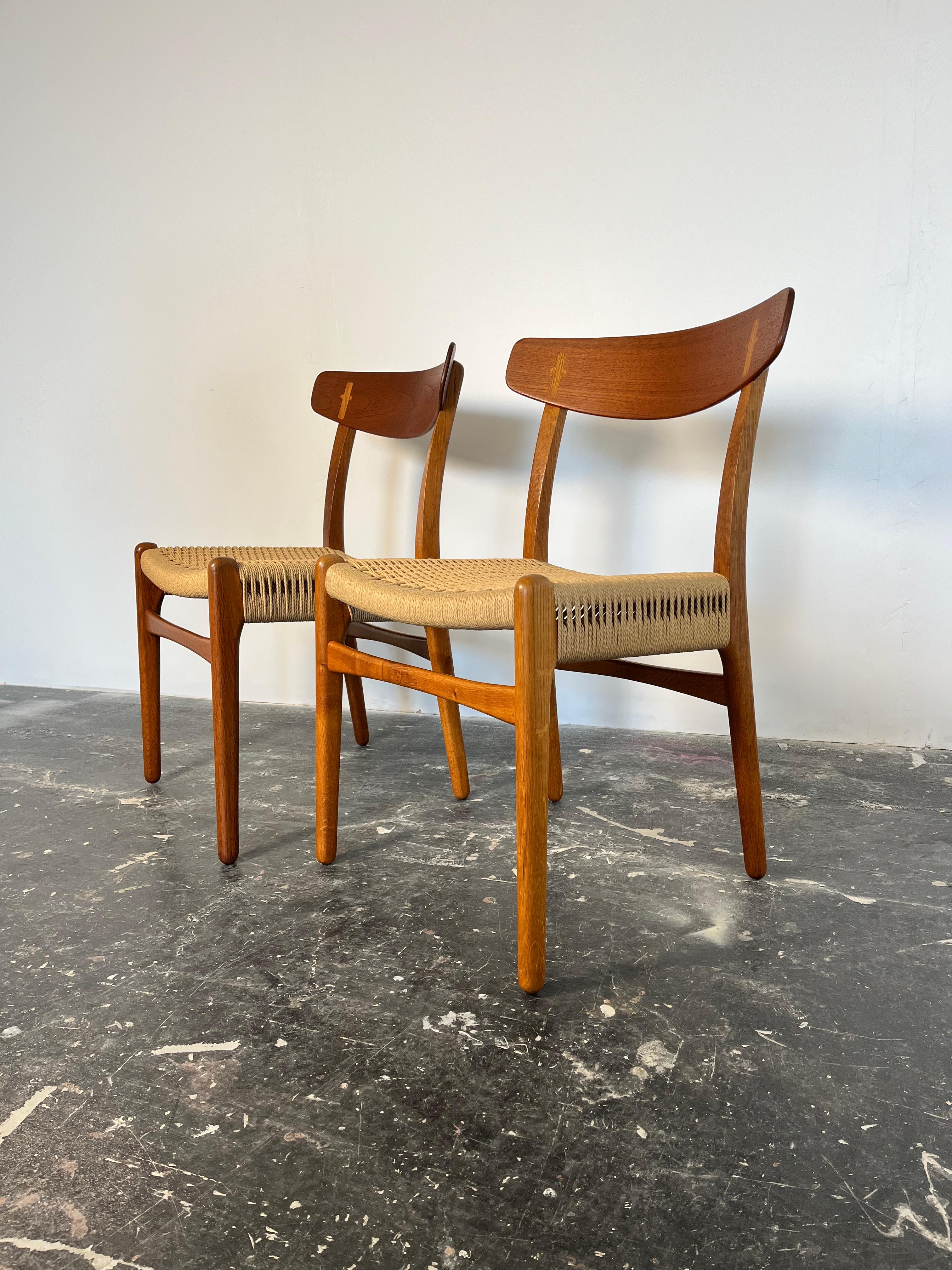Set of Six Hans Wegner Teak CH23 Chairs in Danish Cord by Carl Hansen For Sale 2