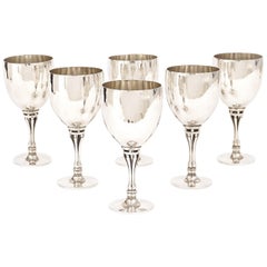 Vintage Set of Six Harald Nielsen Sterlingsilver Wine Goblets Produced by Georg Jensen