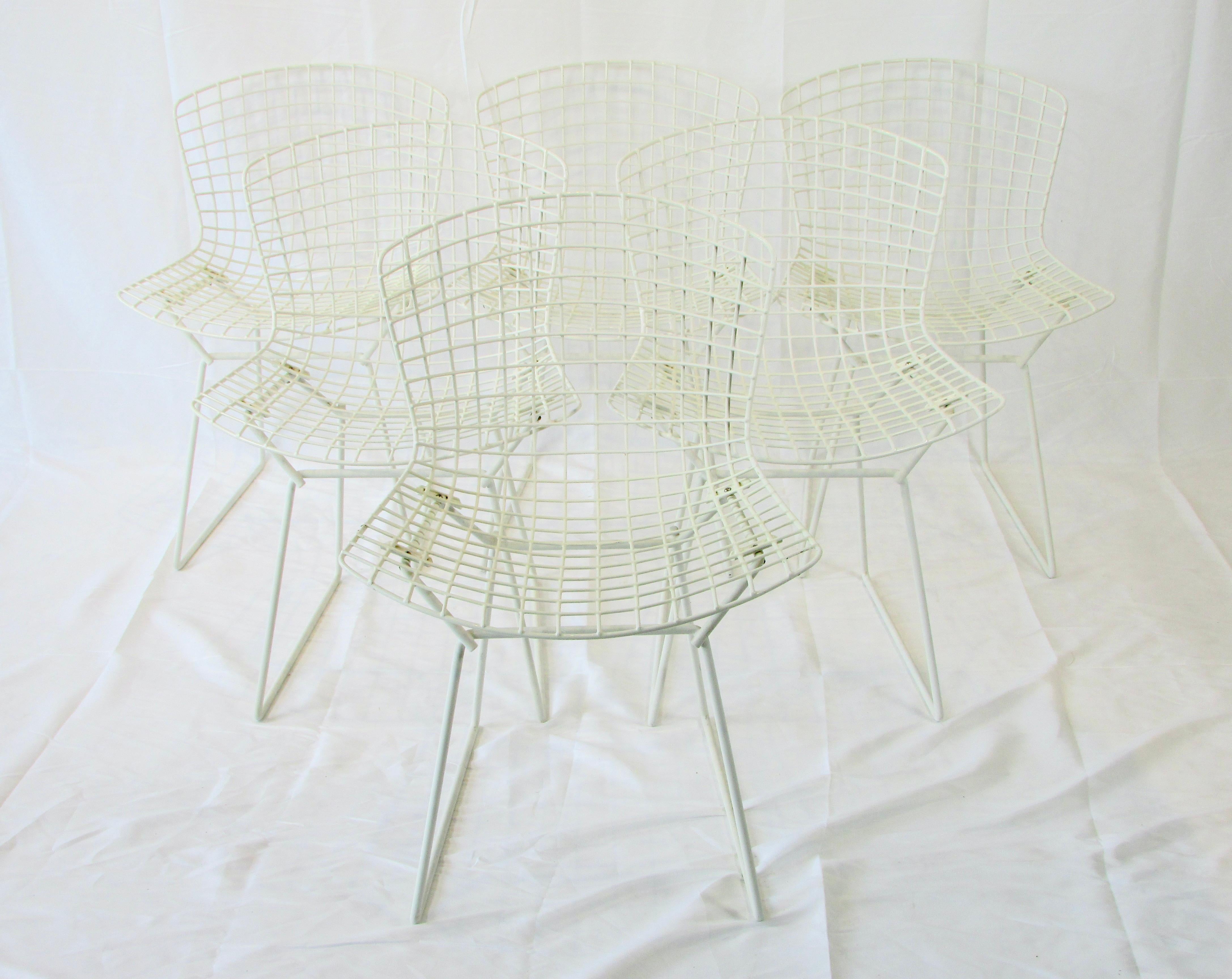 Set of Six Harry Bertoia for Knoll White Dining Chairs 2