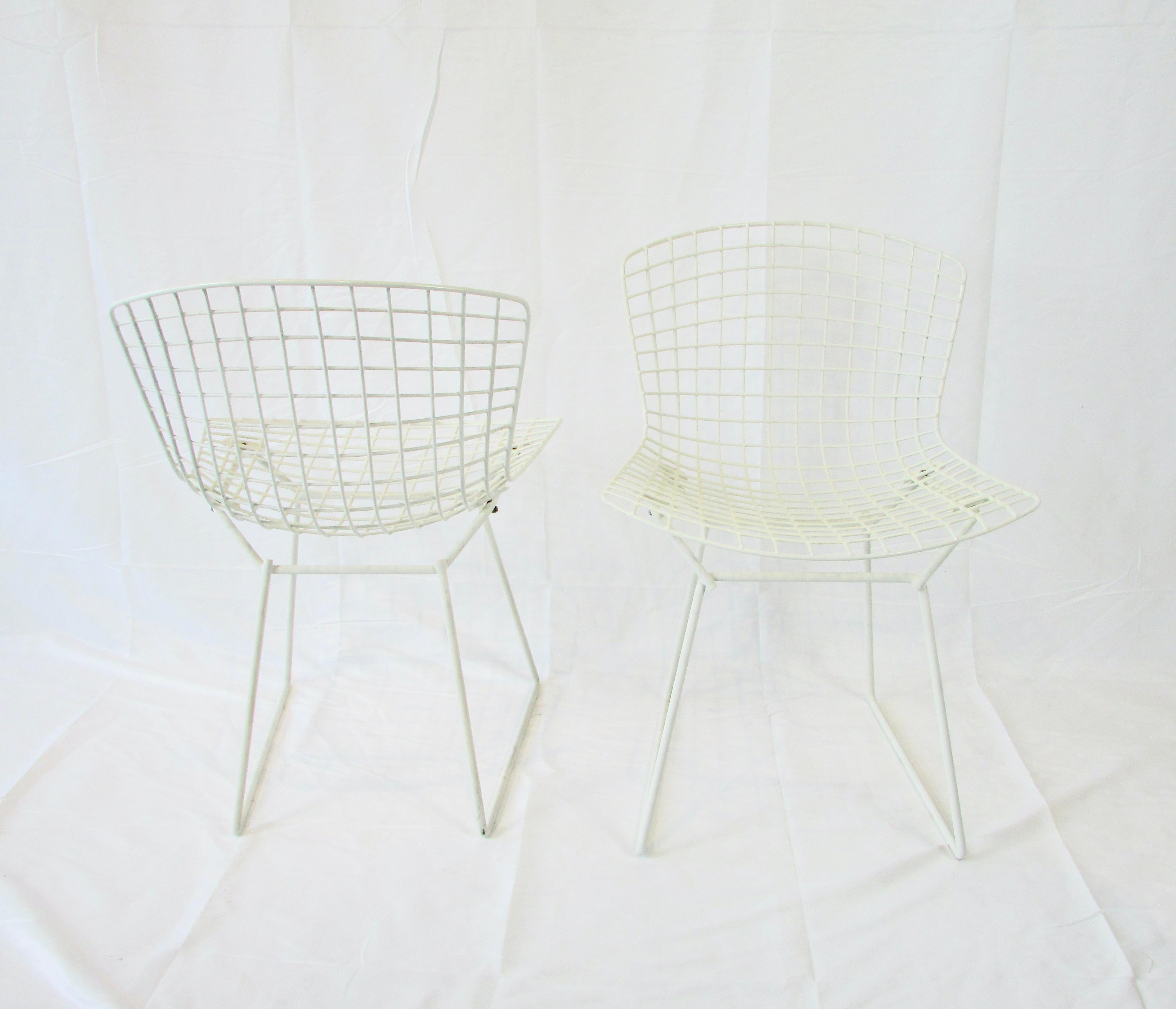 Mid-Century Modern Set of Six Harry Bertoia for Knoll White Dining Chairs