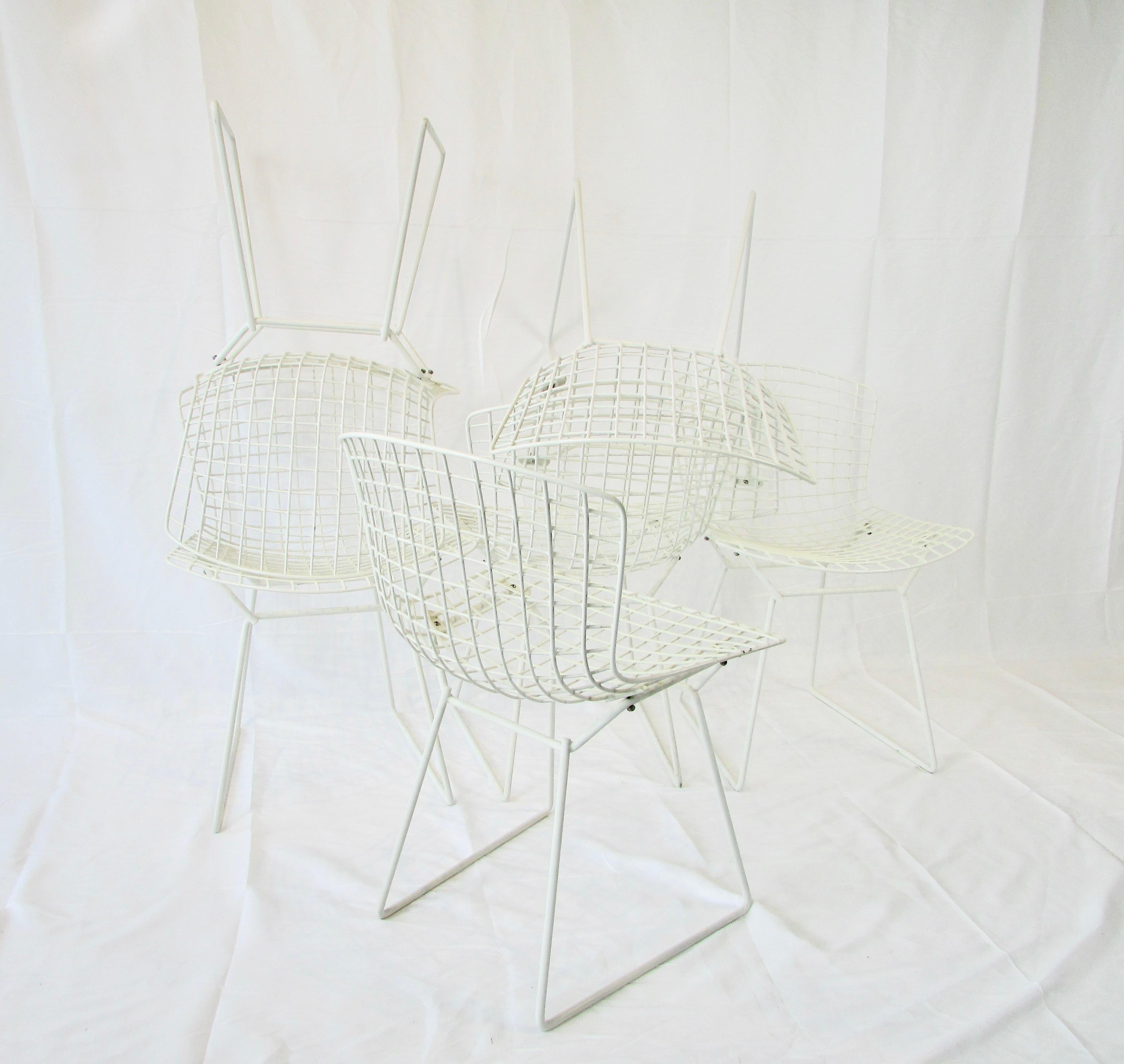 American Set of Six Harry Bertoia for Knoll White Dining Chairs