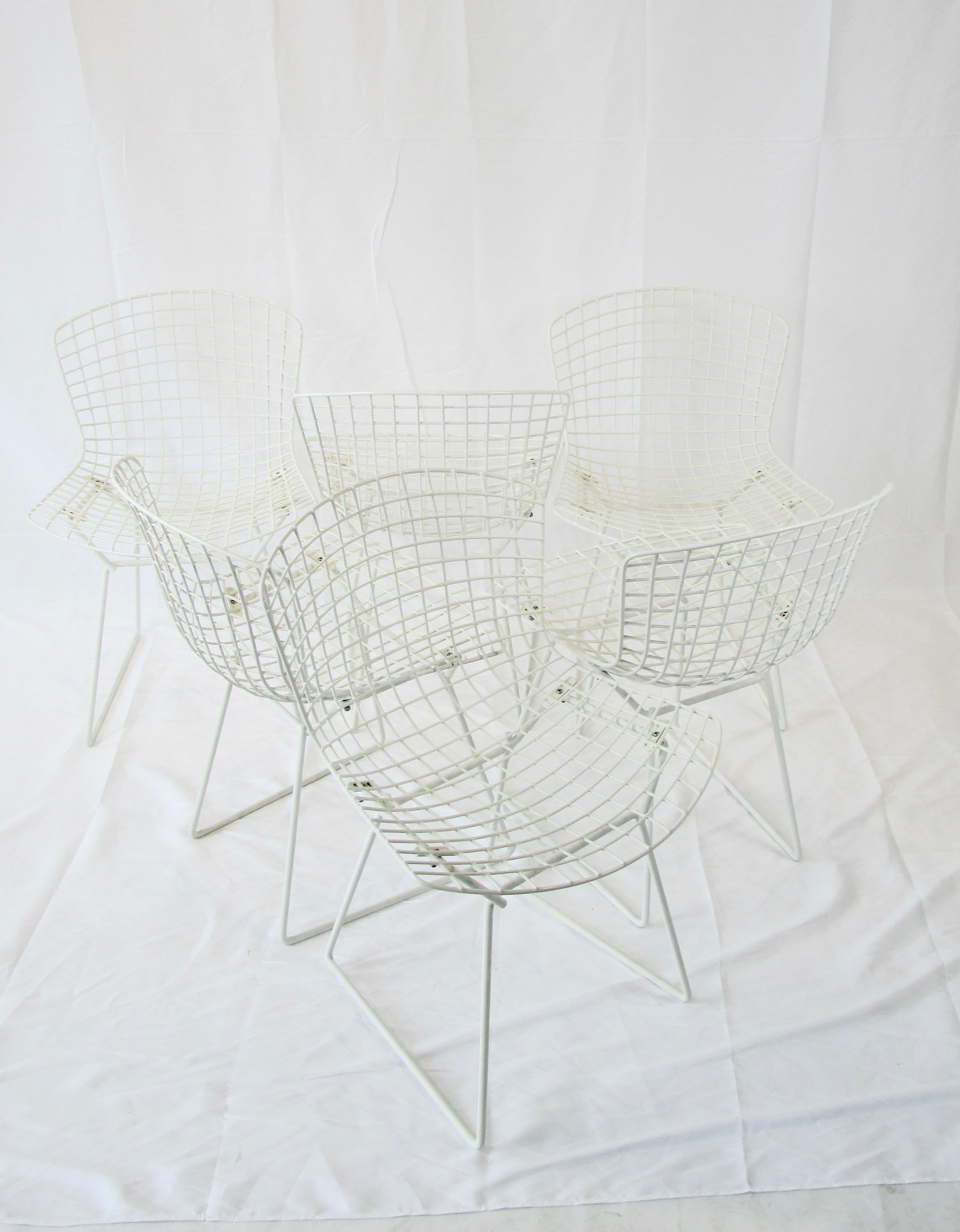 20th Century Set of Six Harry Bertoia for Knoll White Dining Chairs