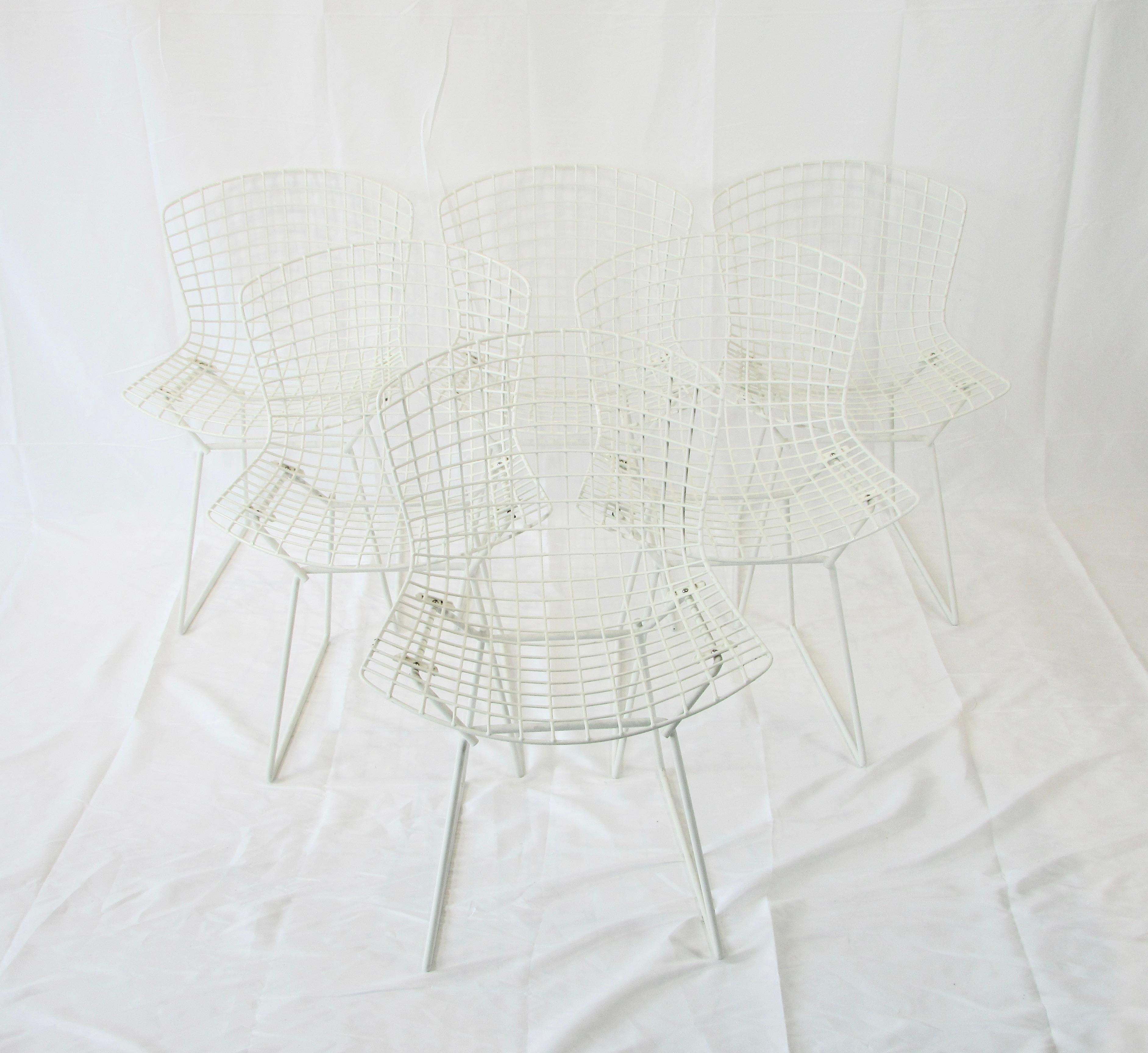 Set of Six Harry Bertoia for Knoll White Dining Chairs 1