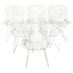 Set of Six Harry Bertoia for Knoll White Dining Chairs