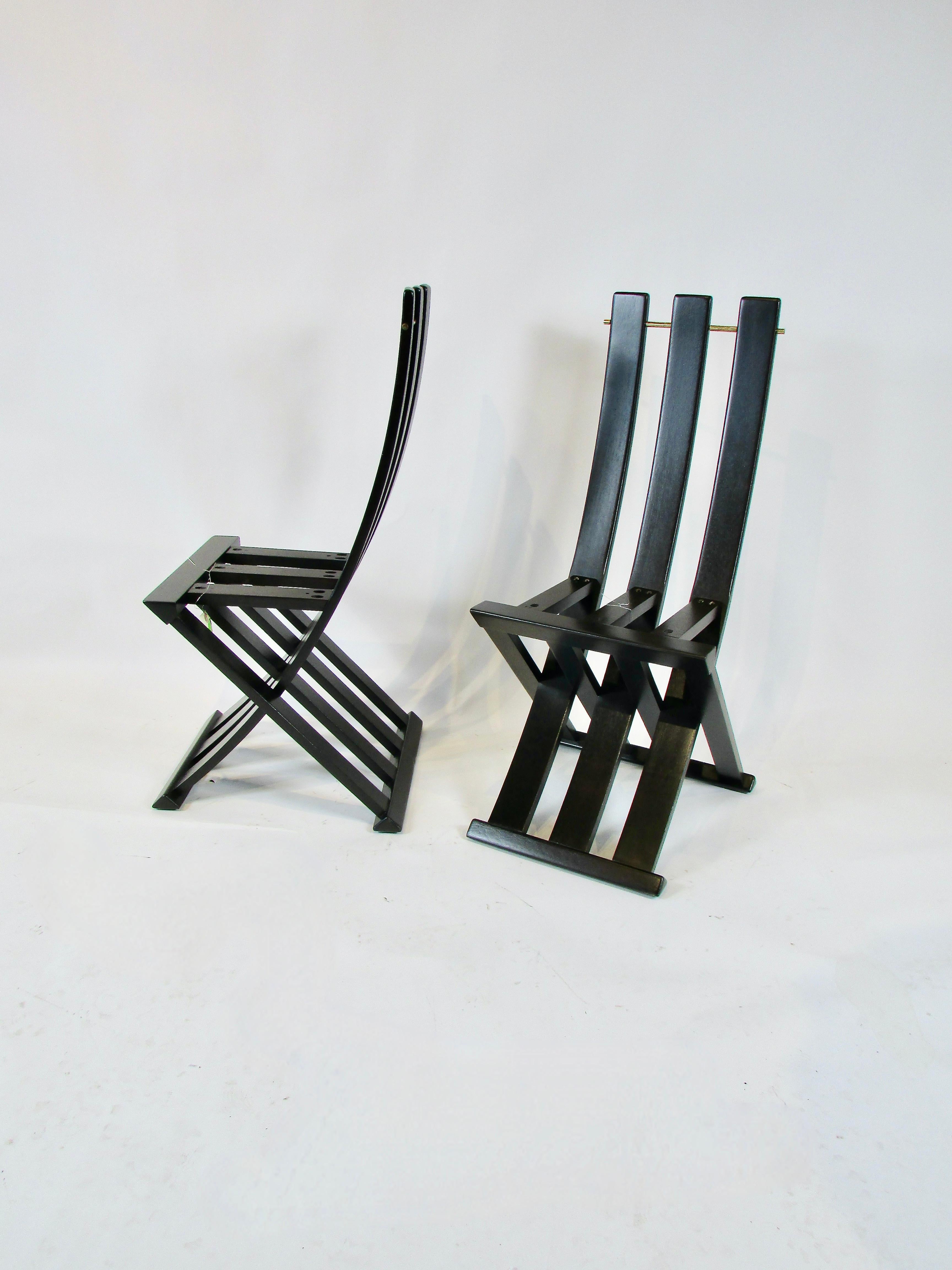 Set of six Harvey Probber slatted  dining X chairs For Sale 2