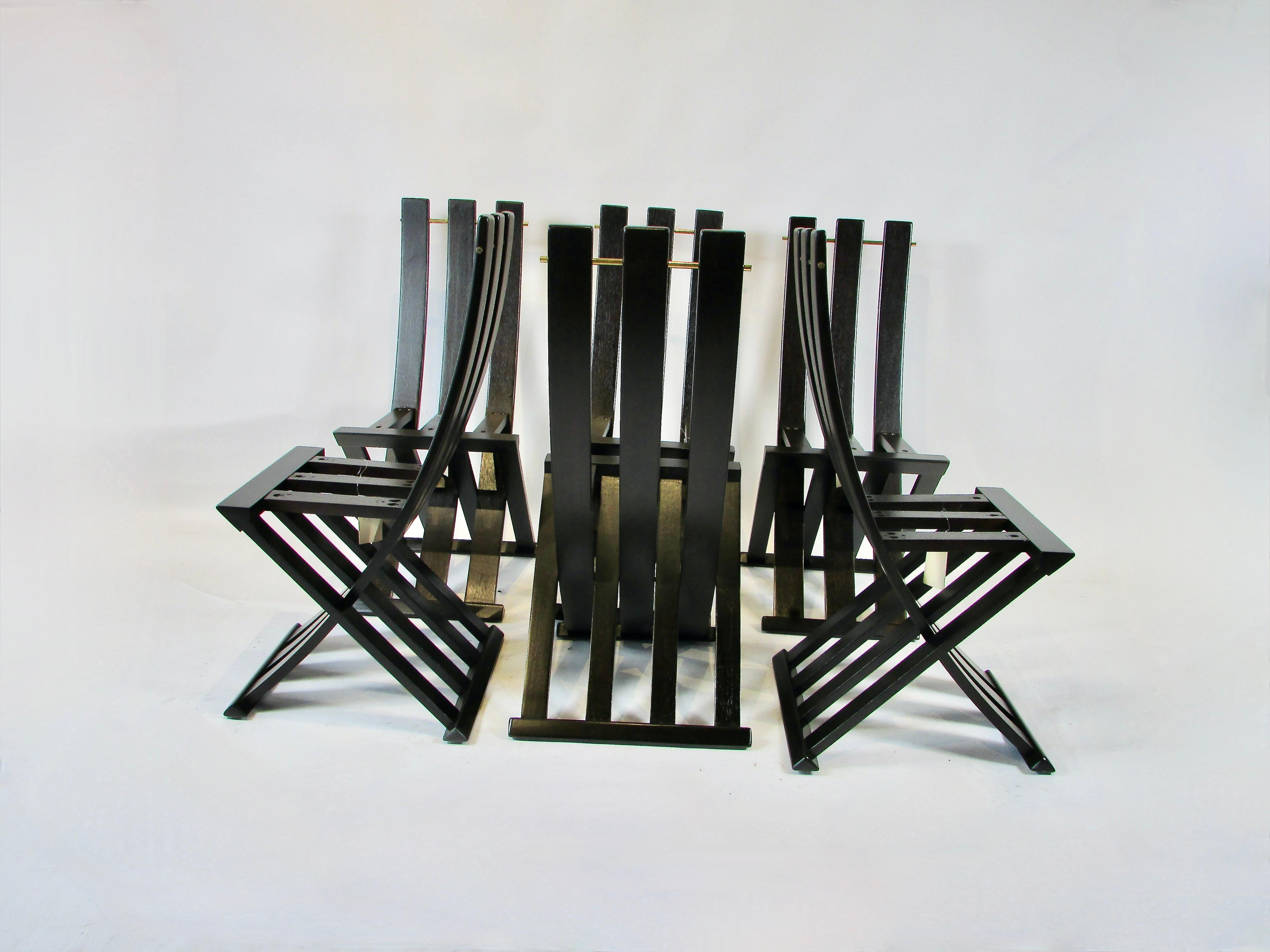 Set of six Harvey Probber slatted  dining X chairs For Sale 3