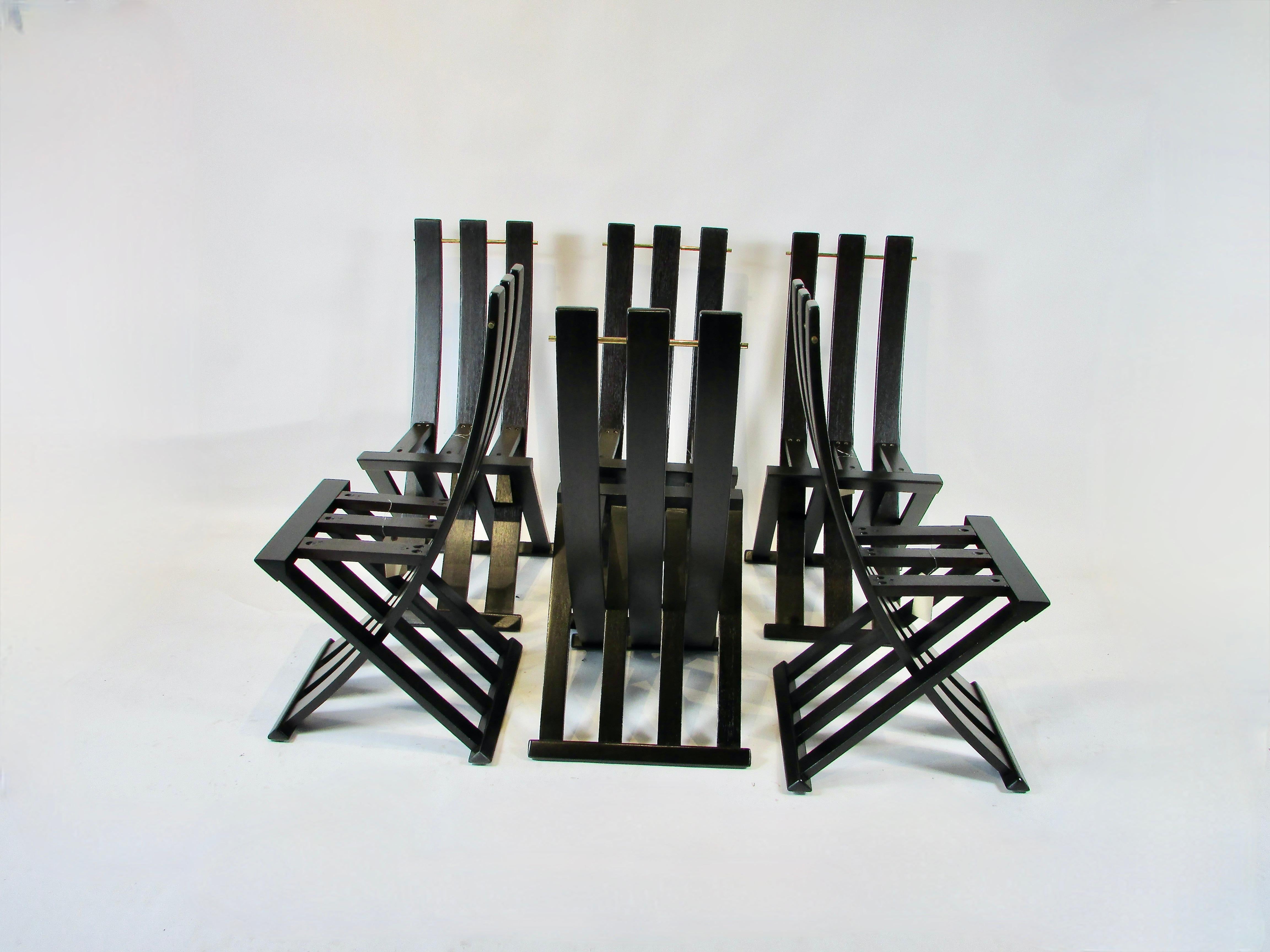 Set of six Harvey Probber slatted  dining X chairs For Sale 4