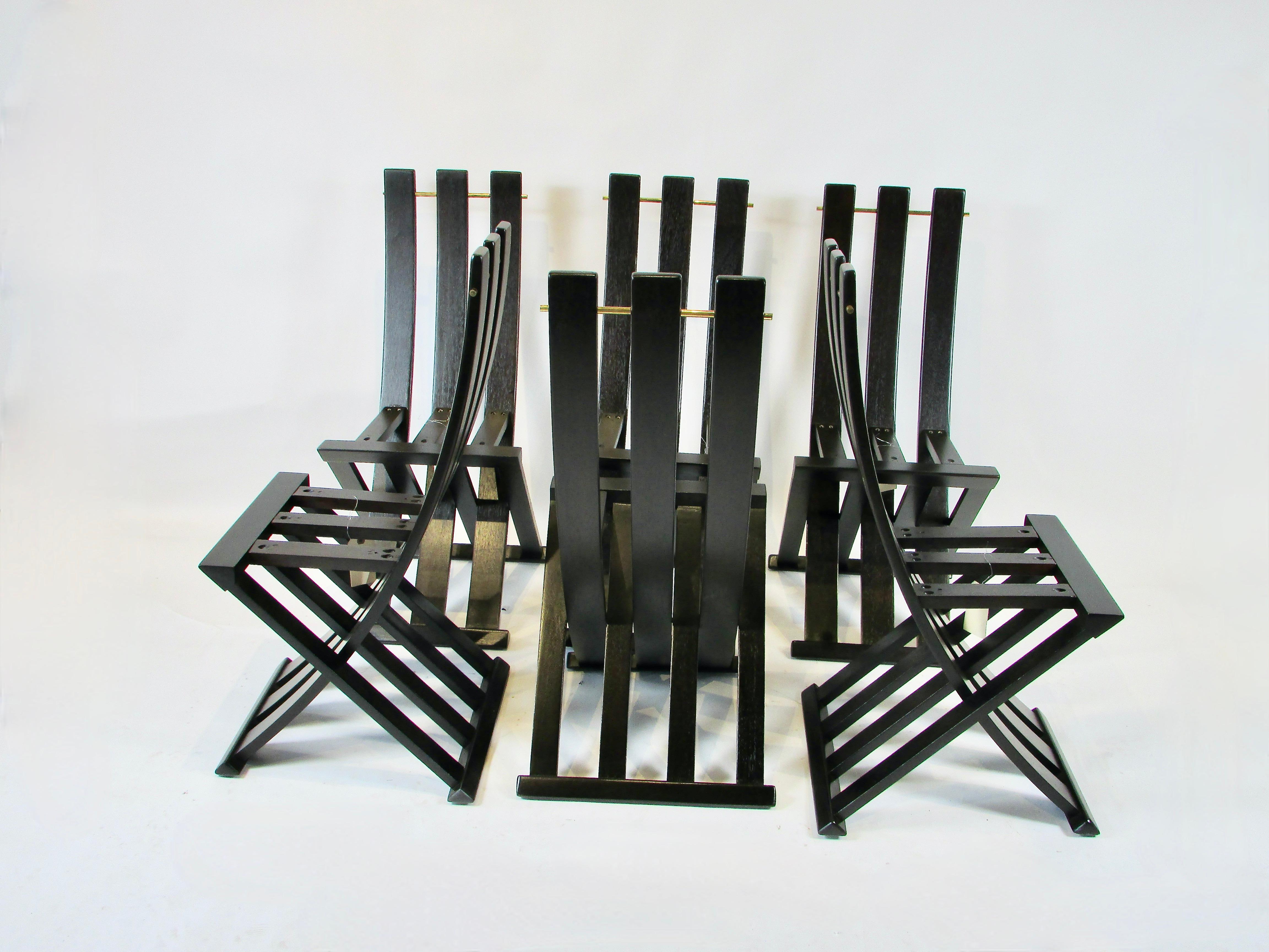 Set of six Harvey Probber slatted  dining X chairs For Sale 5