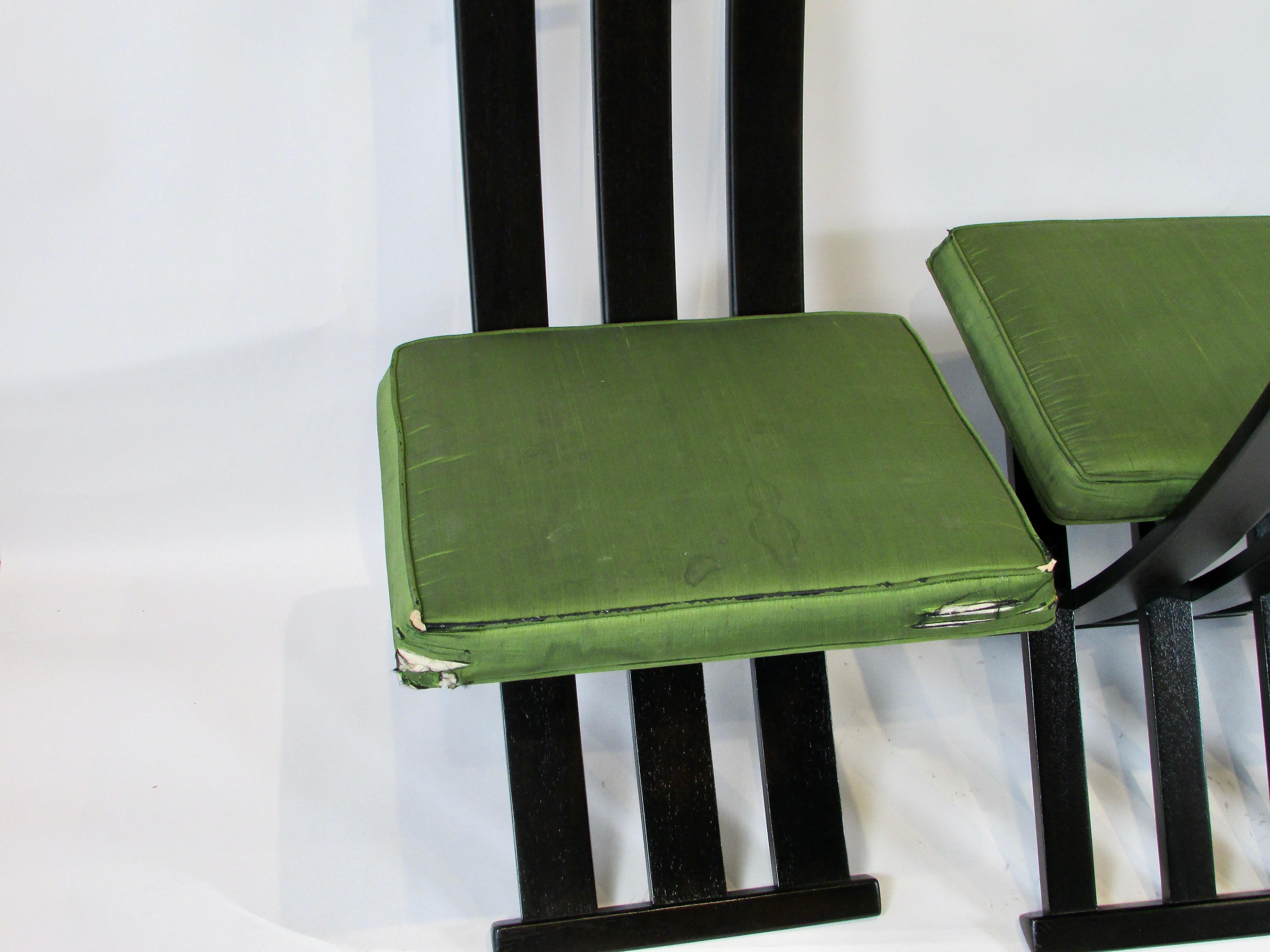 Set of six Harvey Probber slatted  dining X chairs For Sale 8