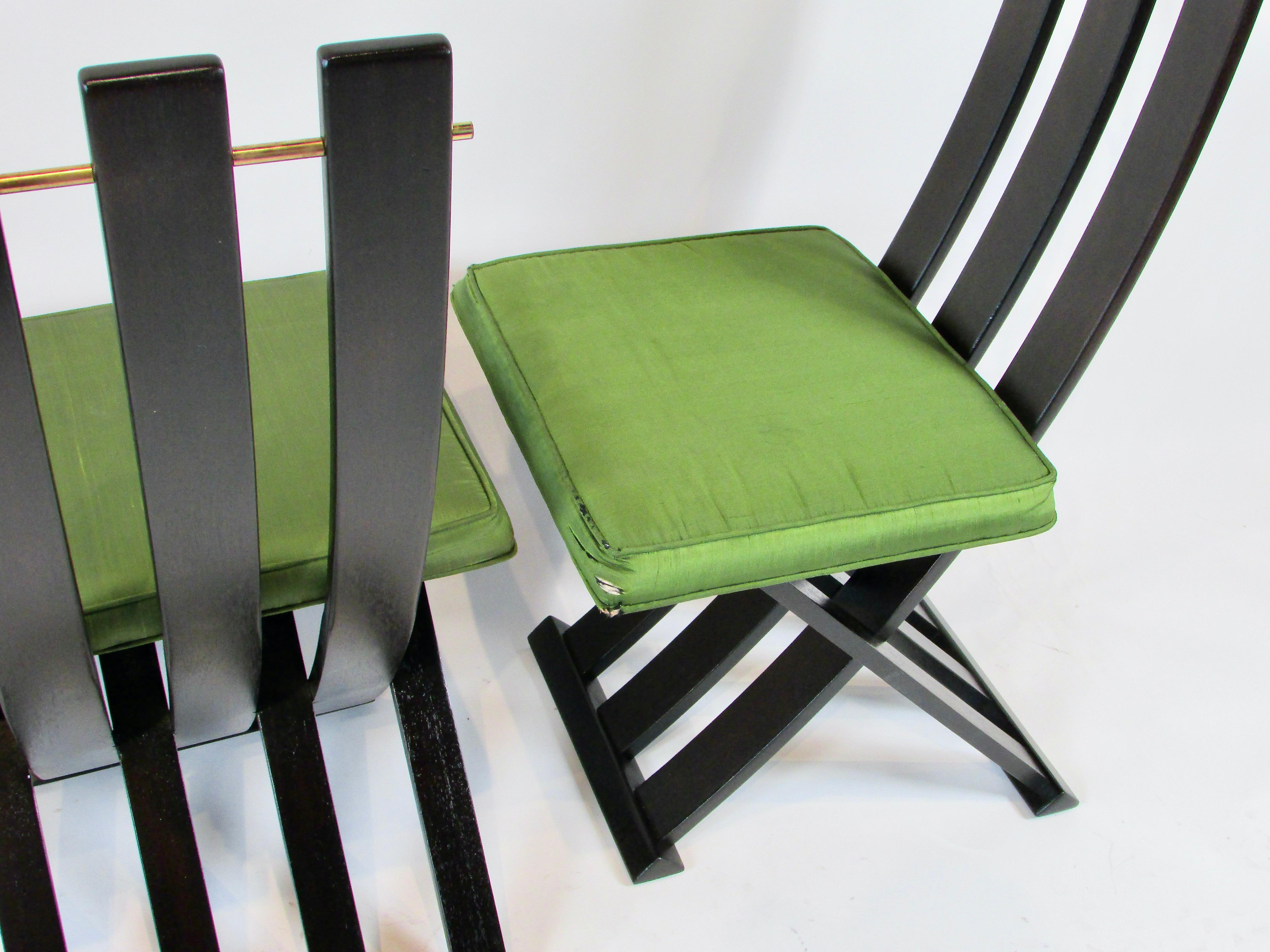 Set of six Harvey Probber slatted  dining X chairs For Sale 9