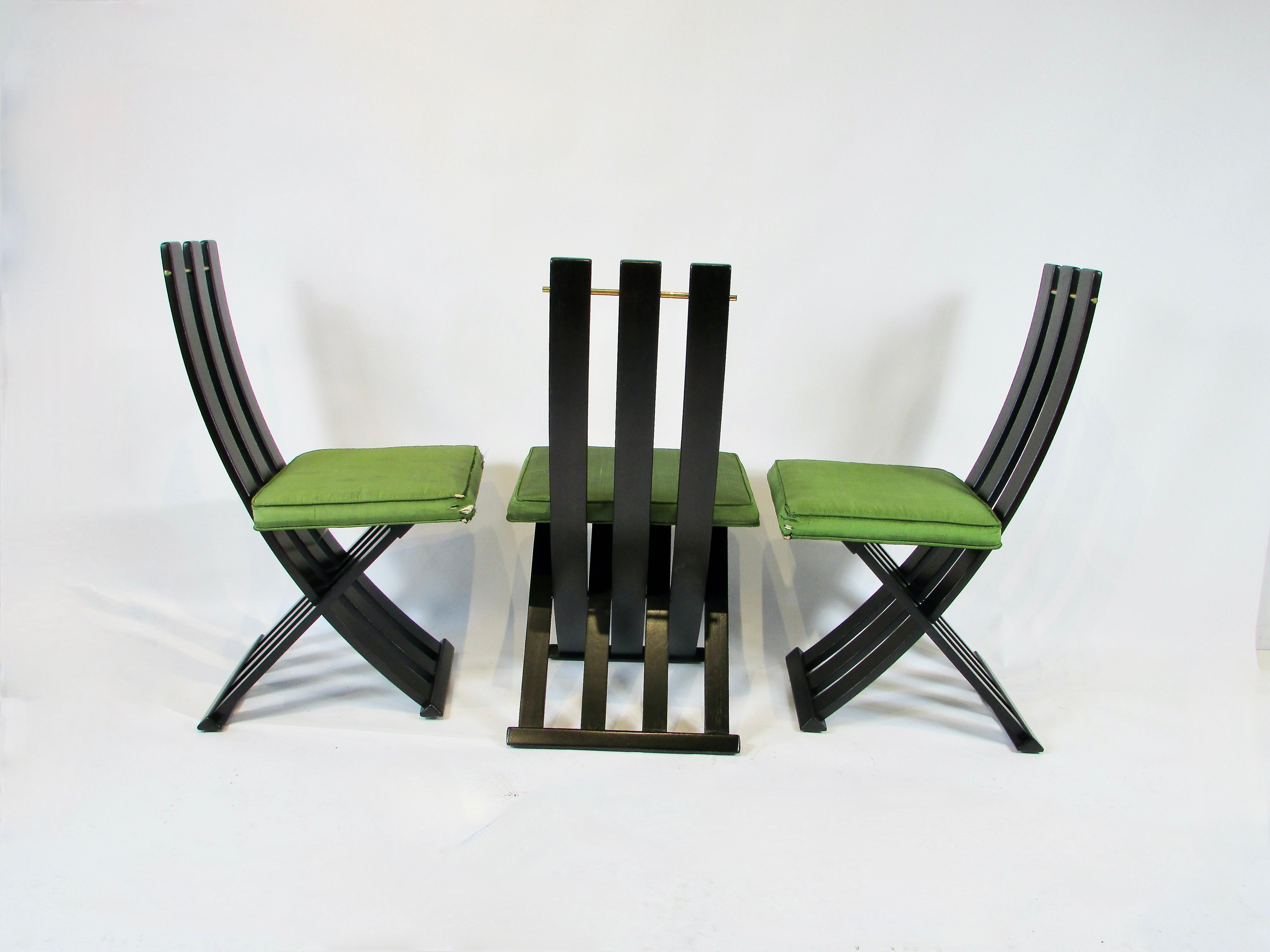 Lacquered Set of six Harvey Probber slatted  dining X chairs For Sale