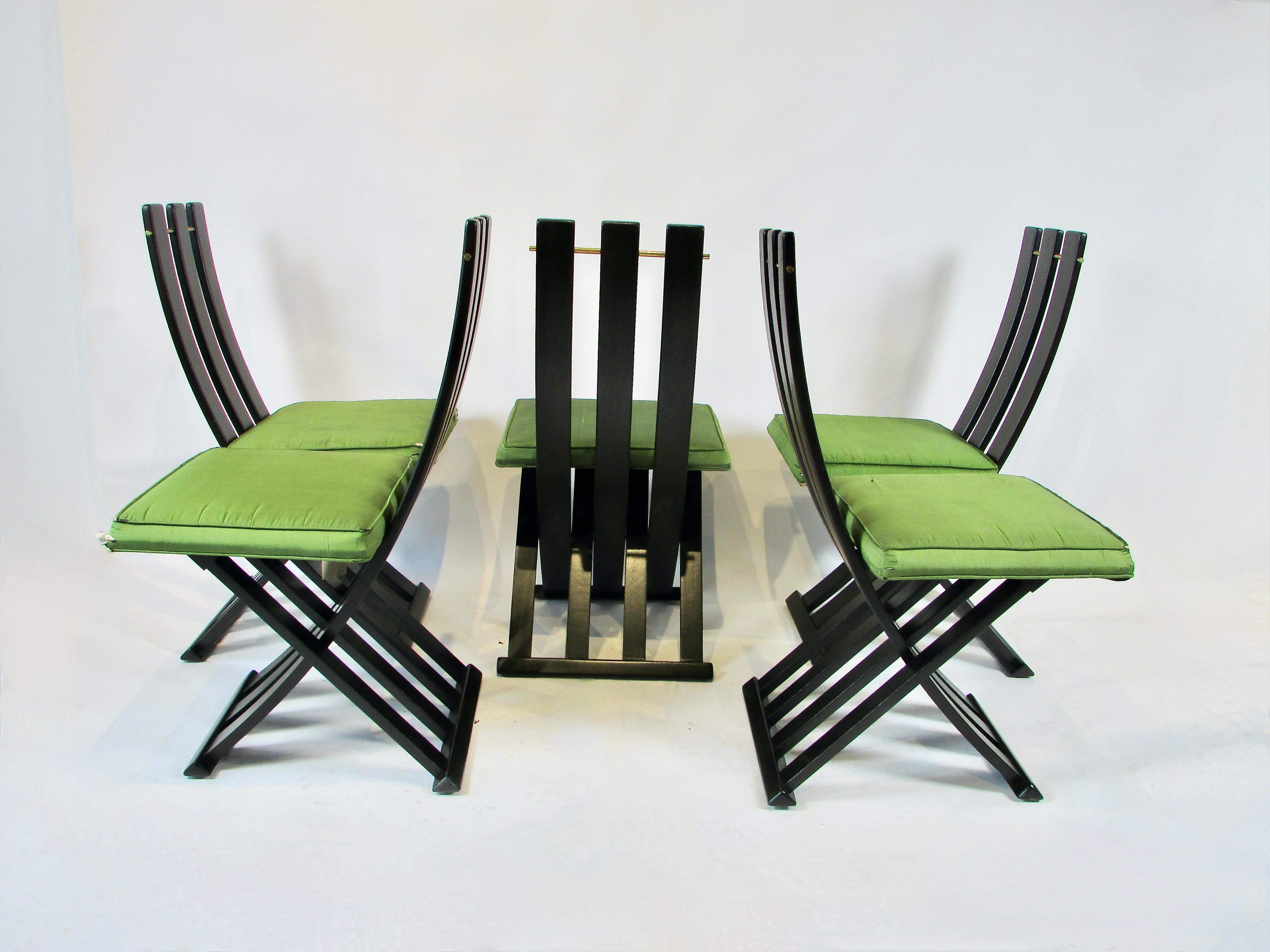Set of six Harvey Probber slatted  dining X chairs In Good Condition For Sale In Ferndale, MI