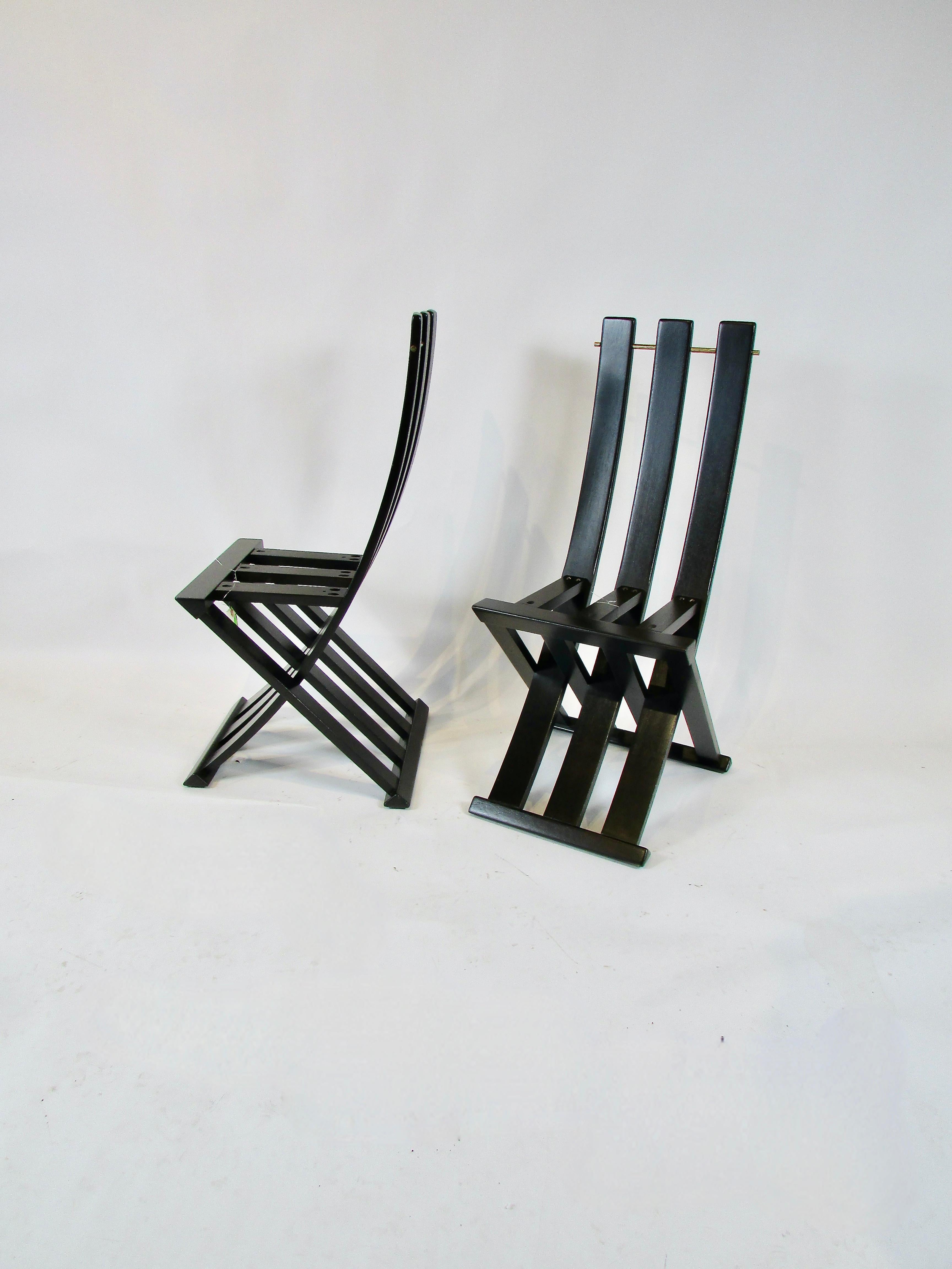 Set of six Harvey Probber slatted  dining X chairs For Sale 1